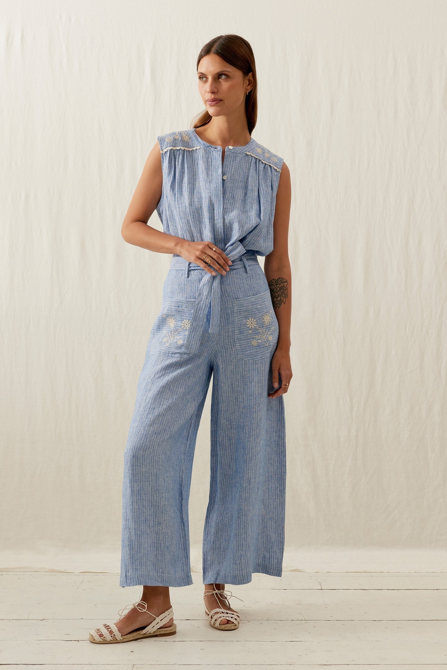 PANTS VIRGILIA WHITE - BLUE STRIPES 3