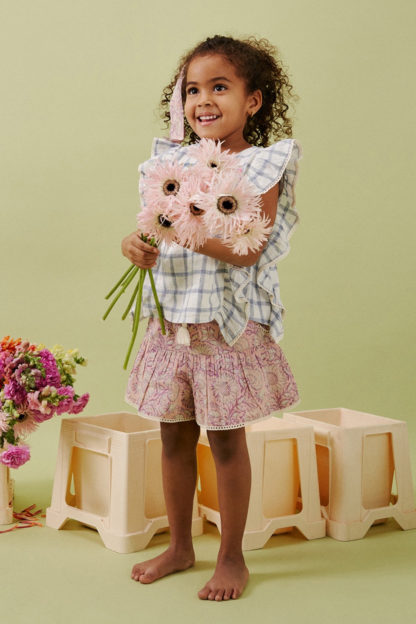 SHORTS ALAMBRA PINK DAISY GARDEN 1