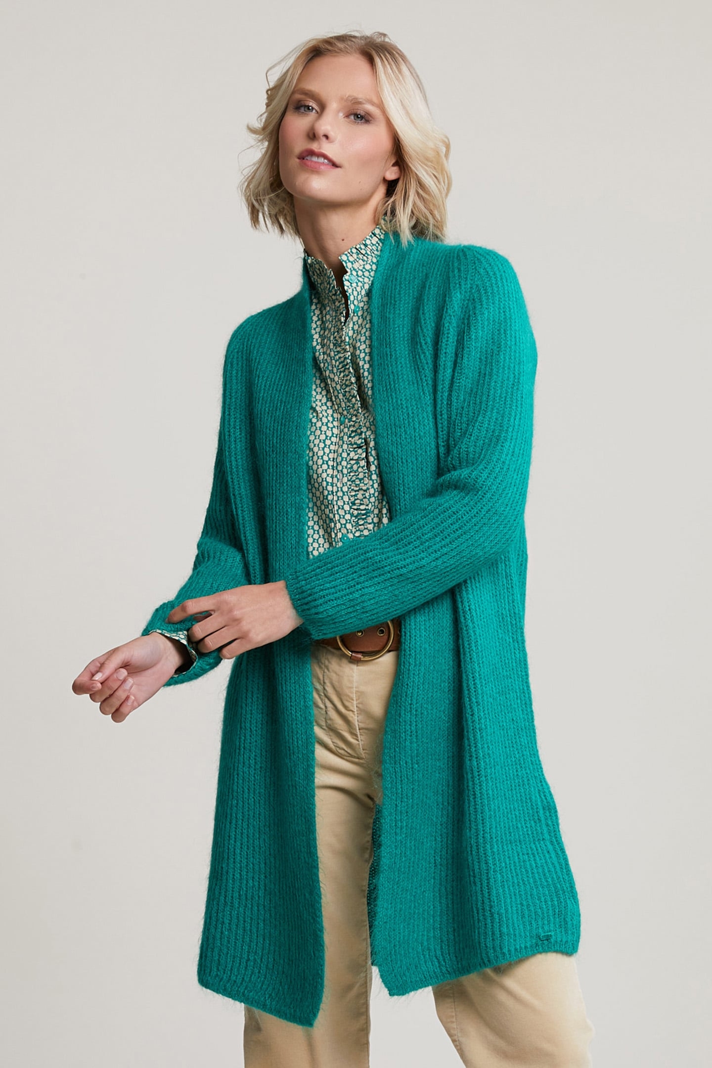 GREEN LONG CARDIGAN LONG SLEEVES 1