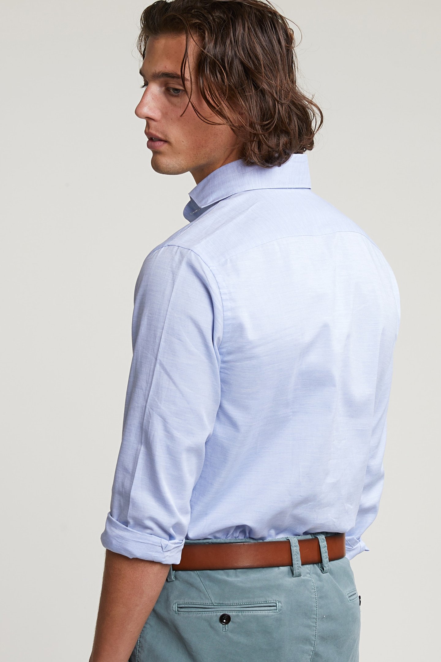 CUSTOM FIT COTTON SHIRT BLUE 2