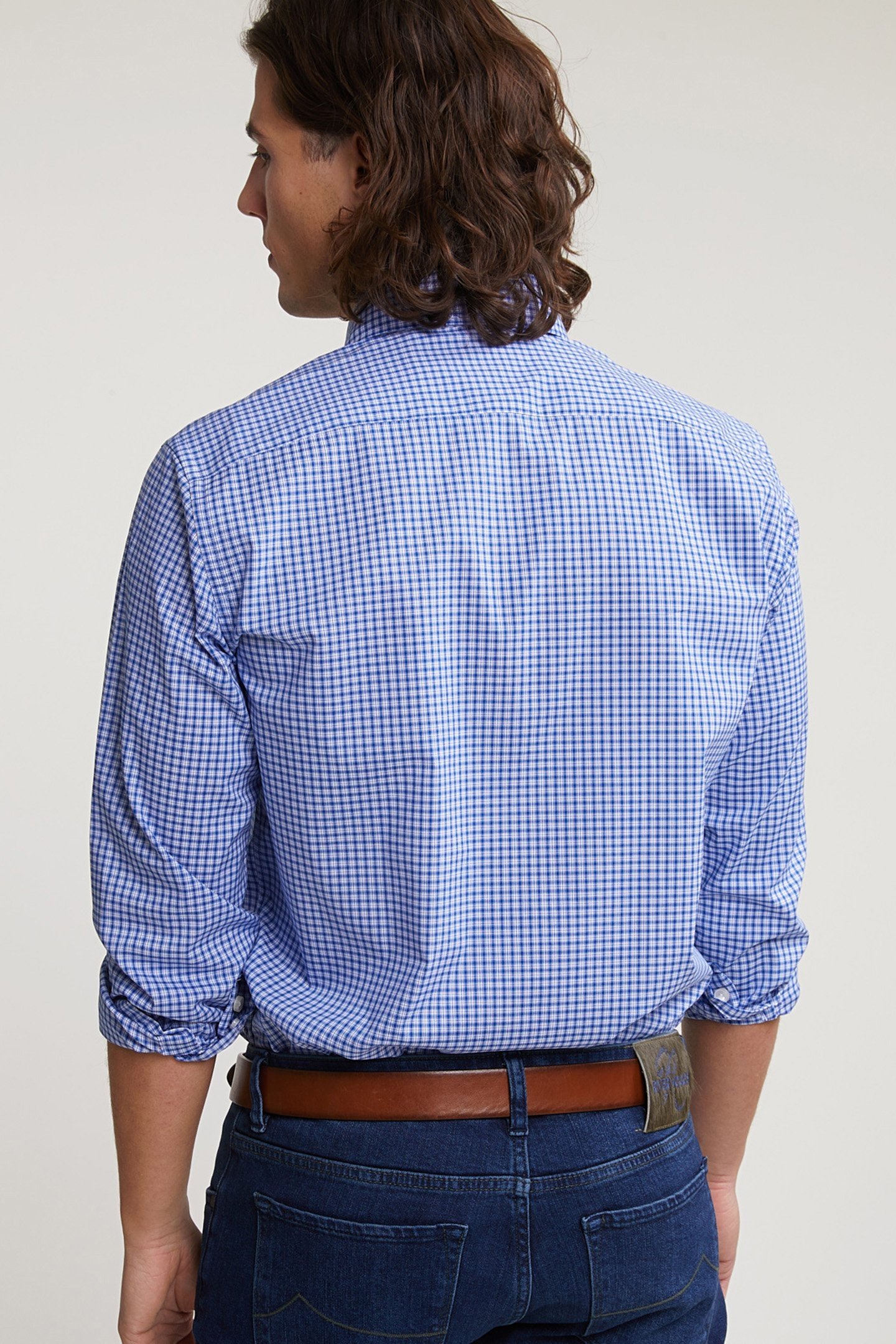 CUSTOM FIT CHECKED SHIRT BLUE/WHITE 2