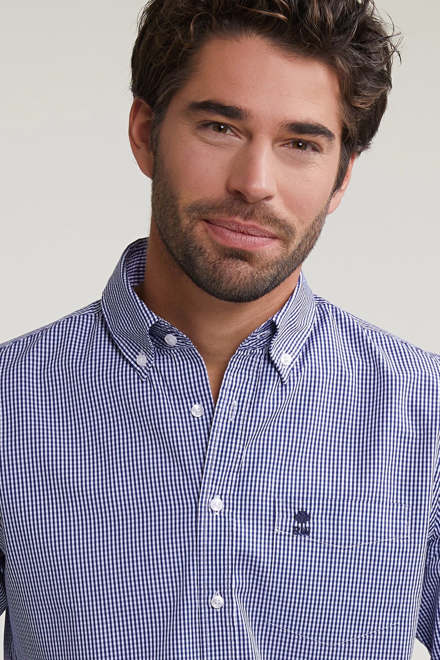 SLIM FIT CHECKED SHIRT WITH POCKET BLUE/WHITE 3