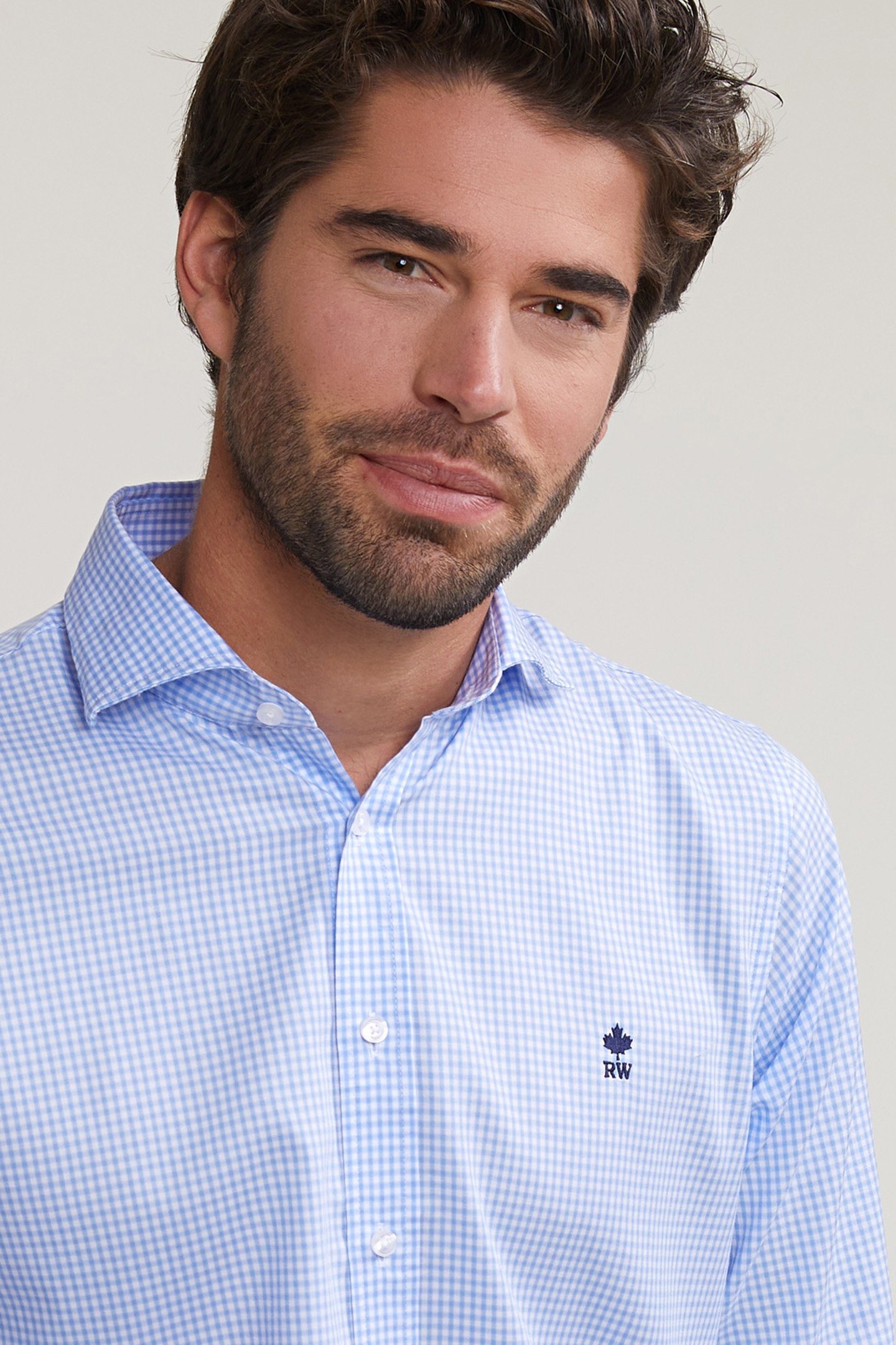 SLIM FIT CHECKED SHIRT BLUE/WHITE 4