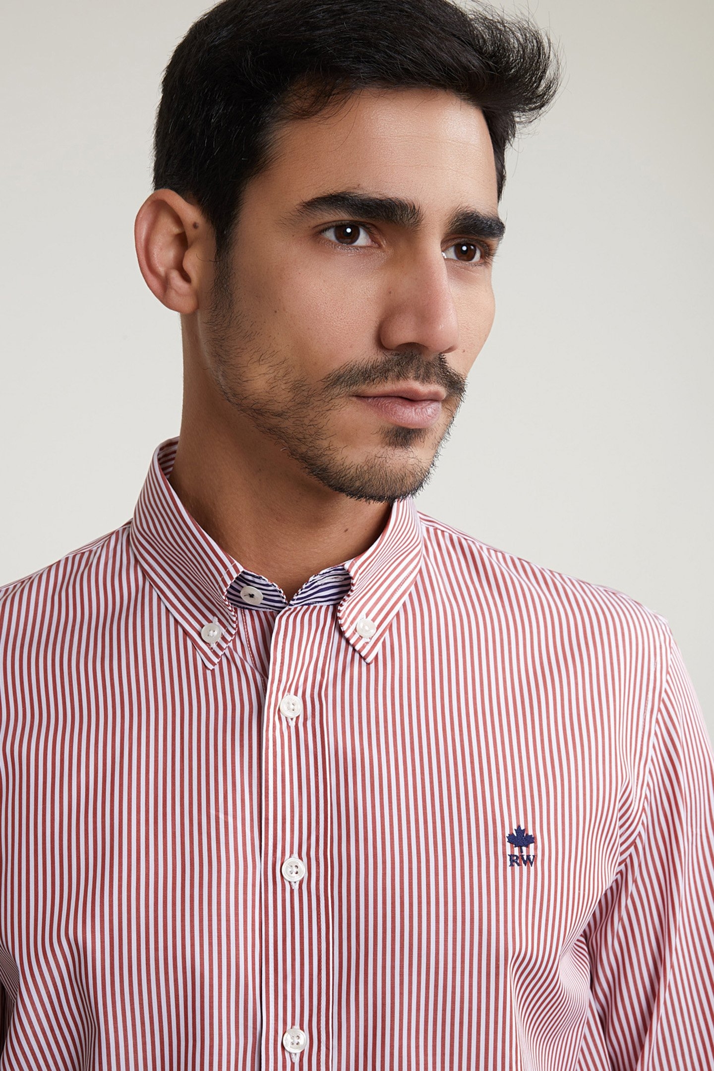 CUSTOM FIT STRIPED SHIRT RED/WHITE 4