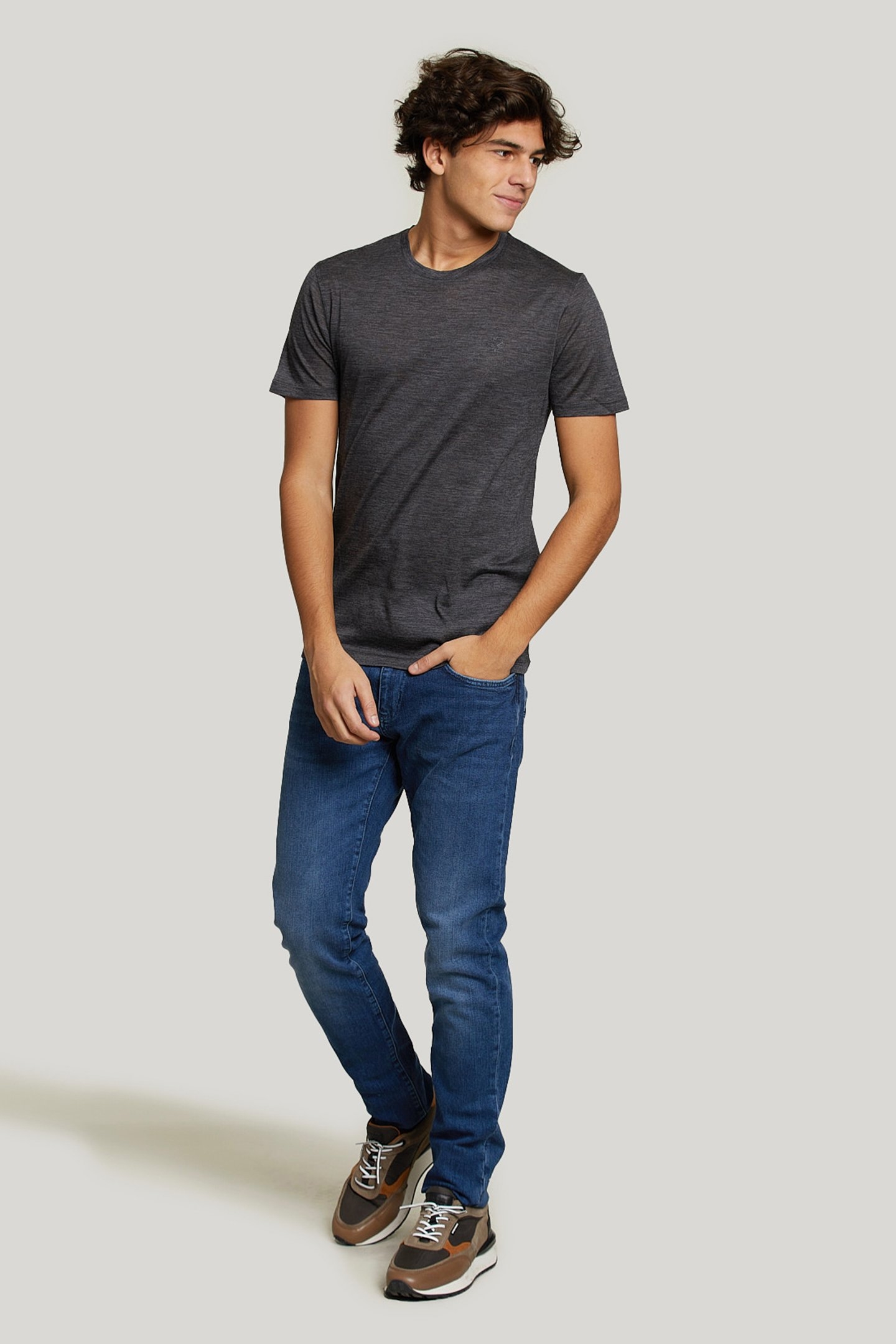 SLIM FIT VIRGIN WOOL T-SHIRT GREY 3