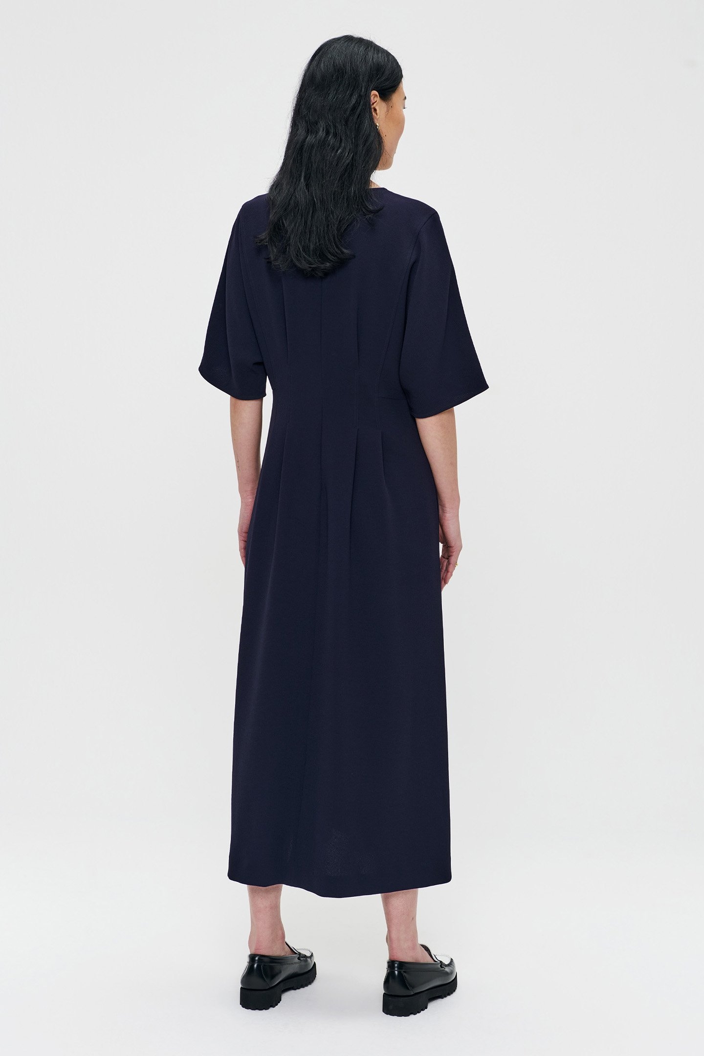 FLOWY WAISTED DRESS MIDNIGHT BLUE 2