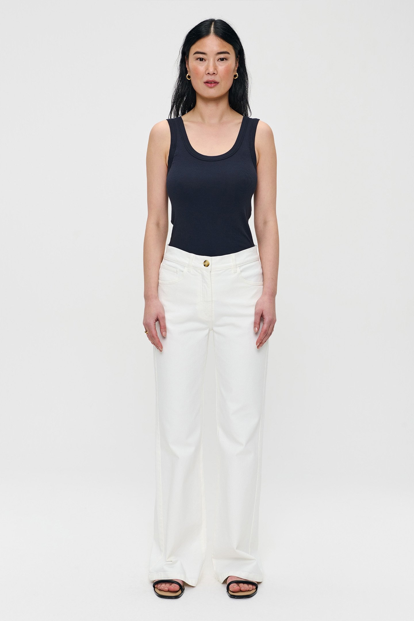 FLARED TWILL PANTS OFF WHITE 3