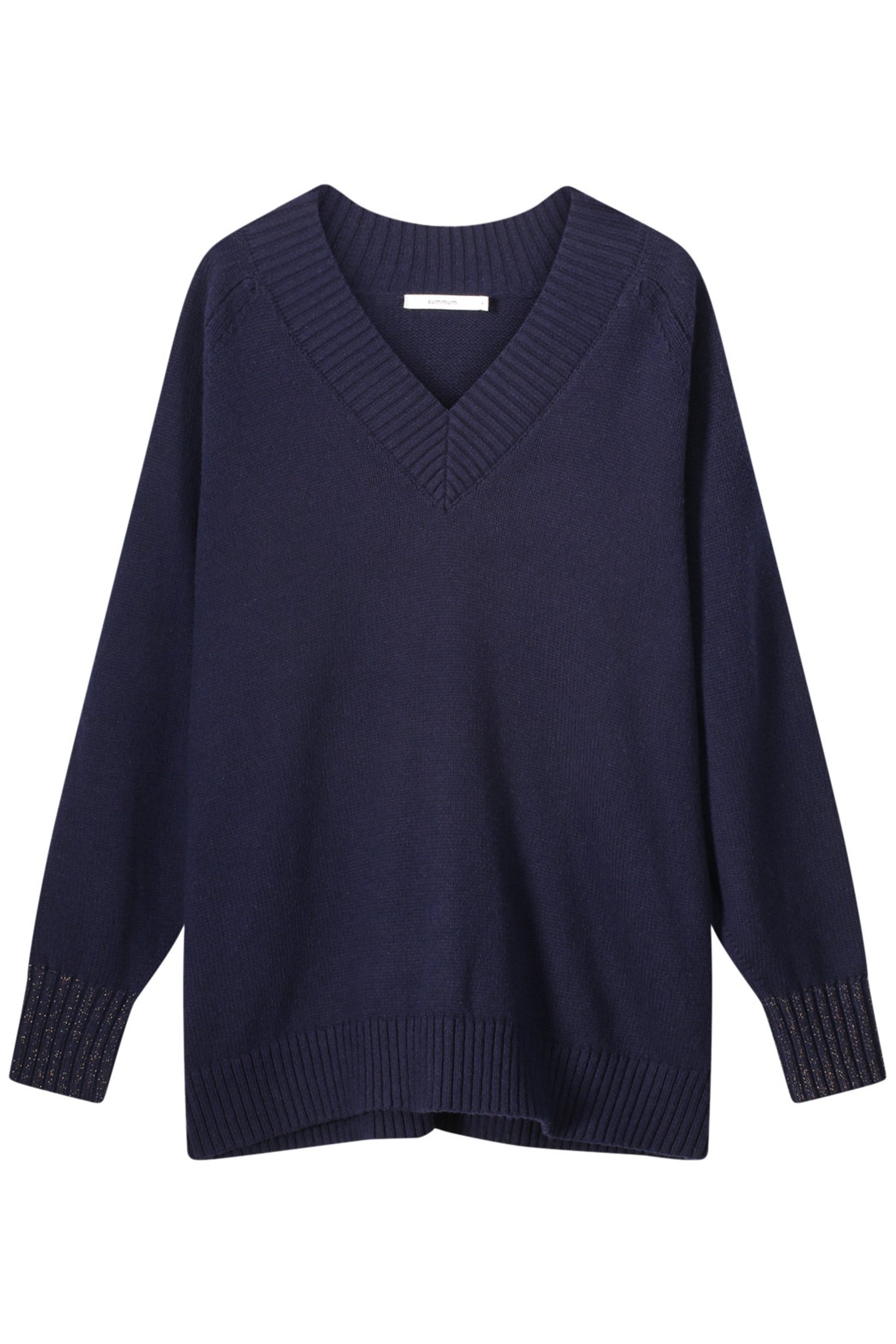 V-NECK SWEATER COTTON MERINO WOOL BLEND KNIT MIDNIGHT BLUE 2