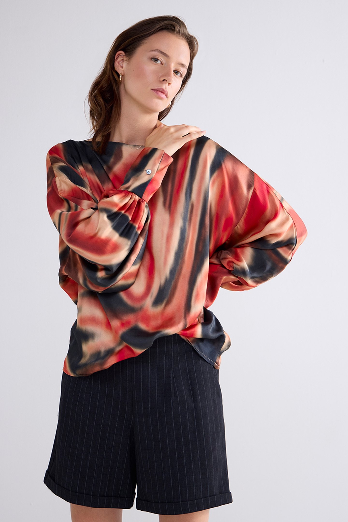 TOP BATSLEEVES BLURY PRINT MULTICOLOUR 1