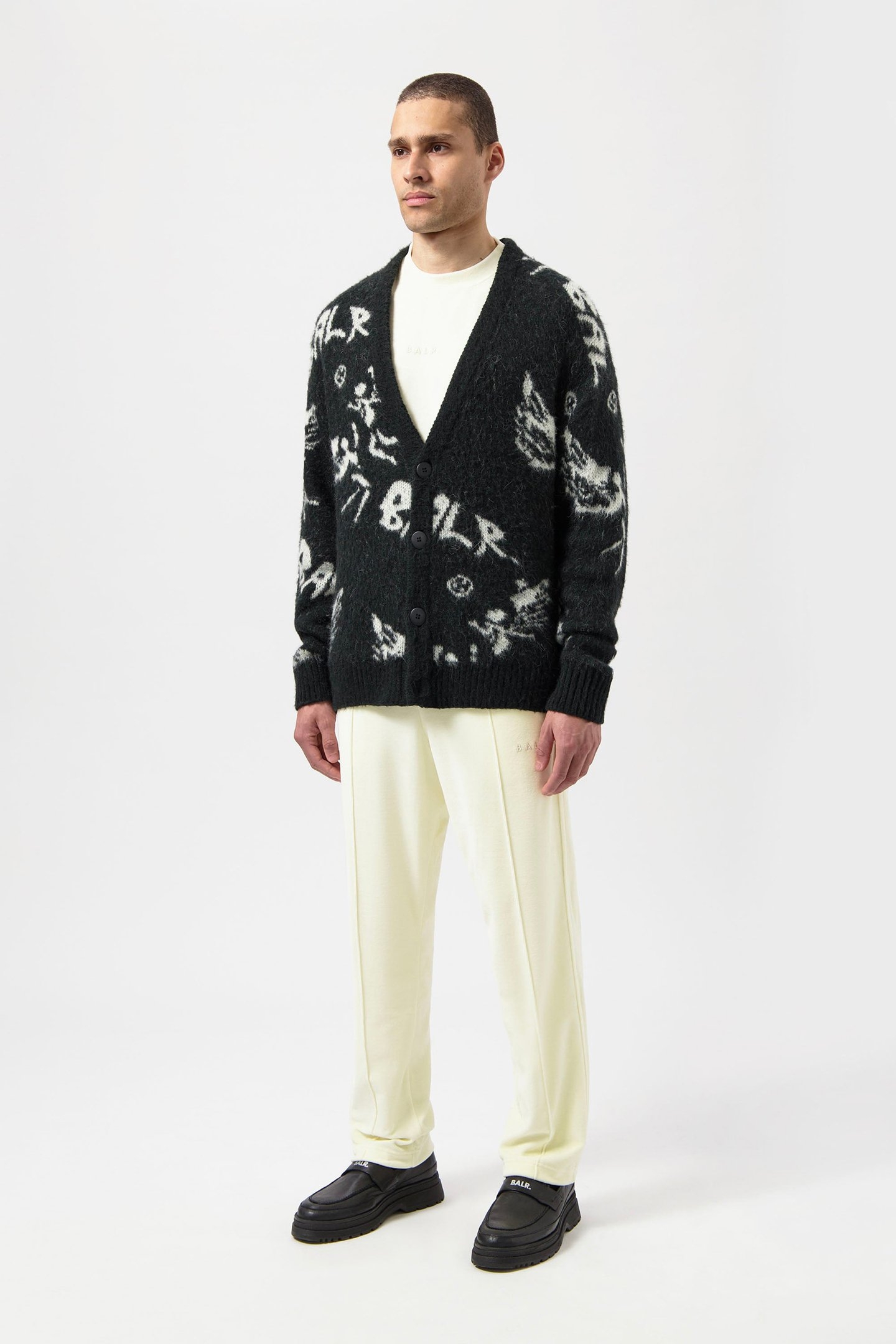 GAME OF THE GODS BOX FIT BRUSHED CARDIGAN JET BLACK 3