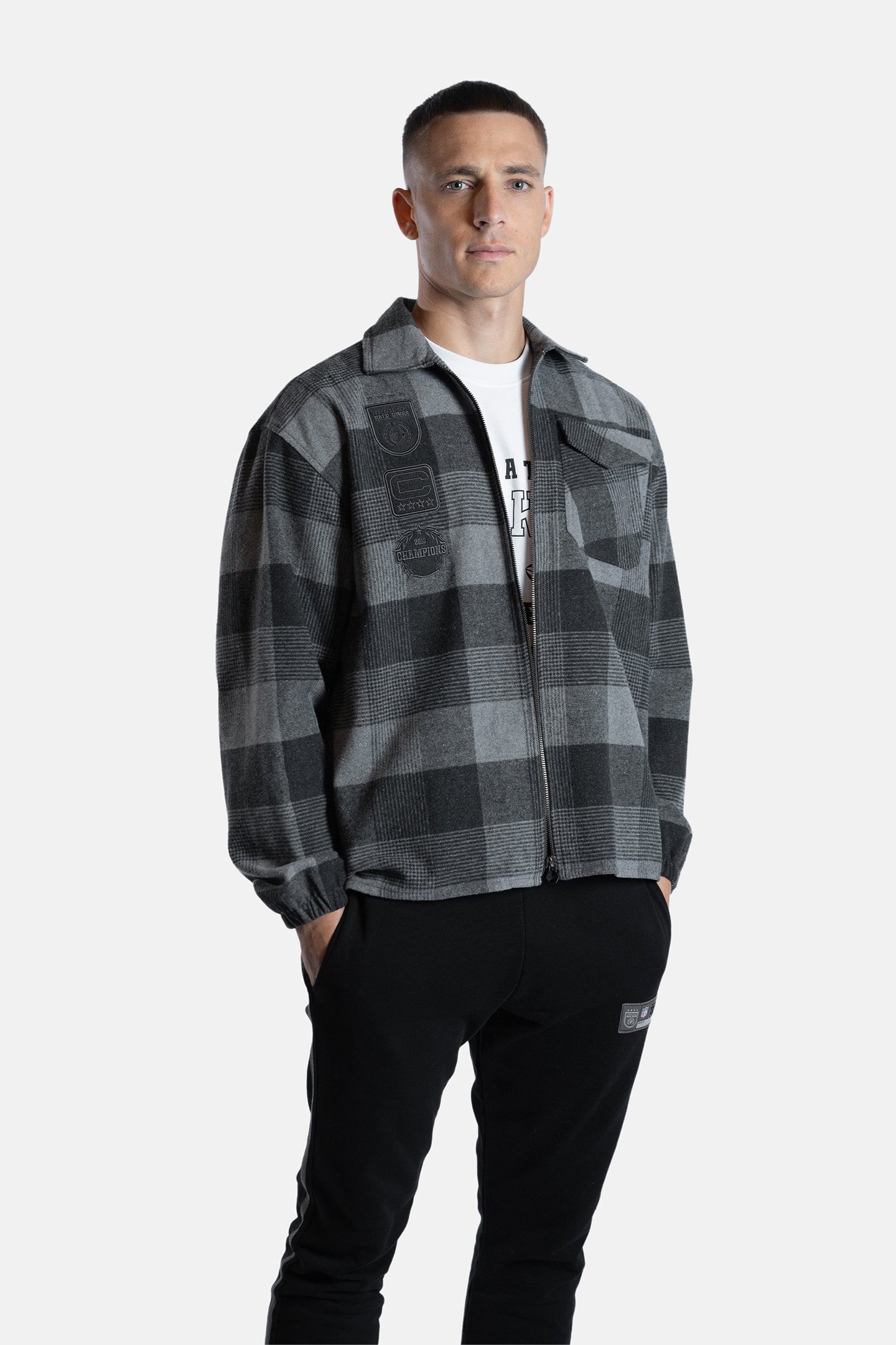 NFL X BALR. BOX FLANNEL SHIRT JET BLACK 1