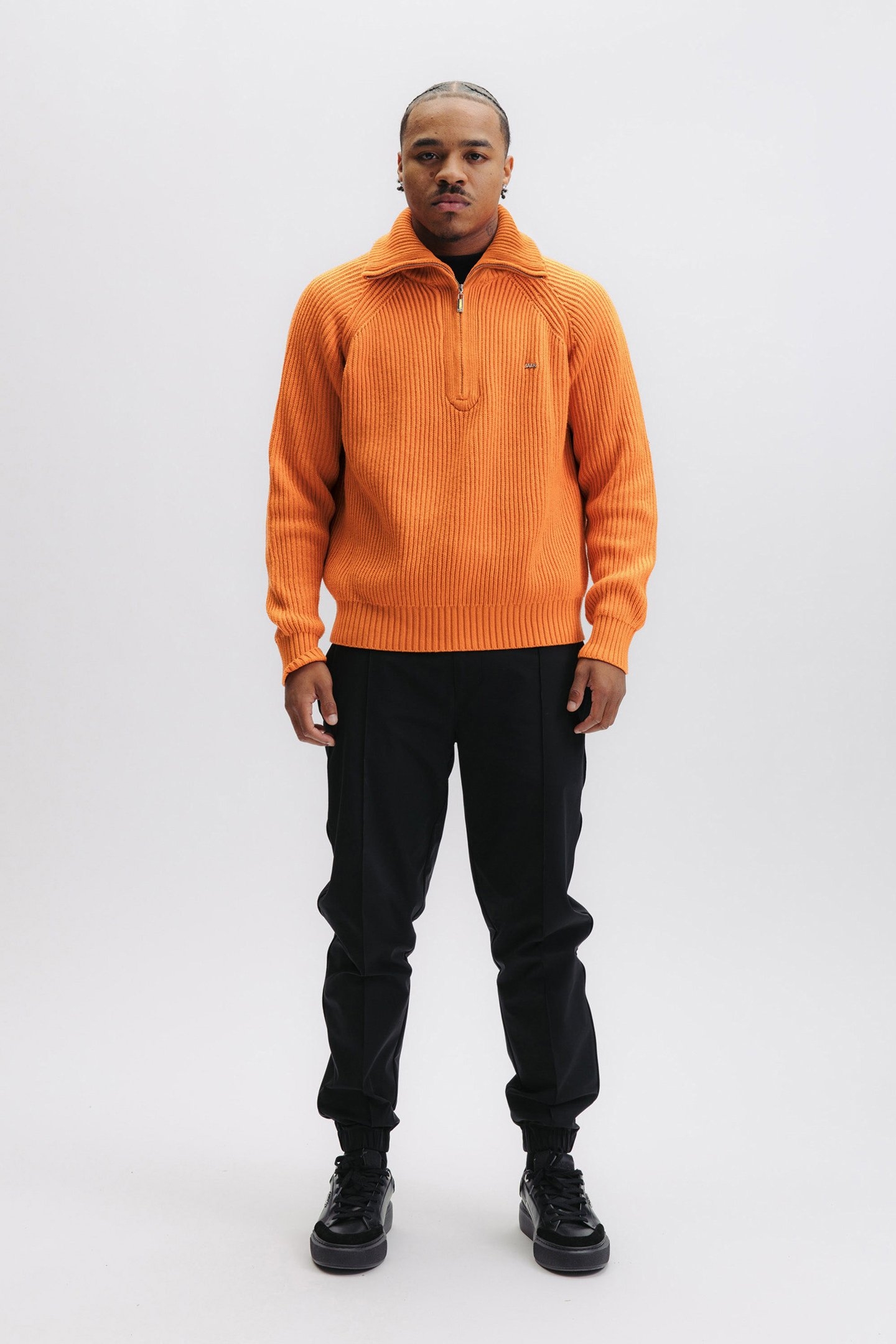 XI KNITTED HALF ZIP BURNT ORANGE 1