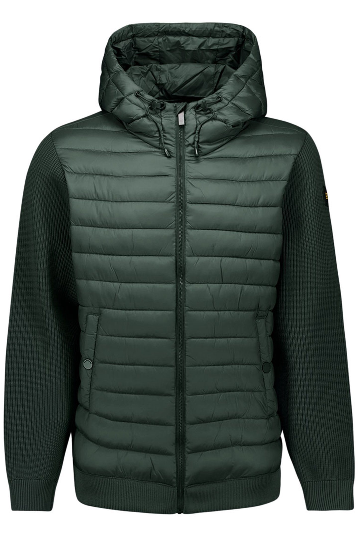 JACKET HOODED PADDED MIX WITH KNIT DARK STEEL 1