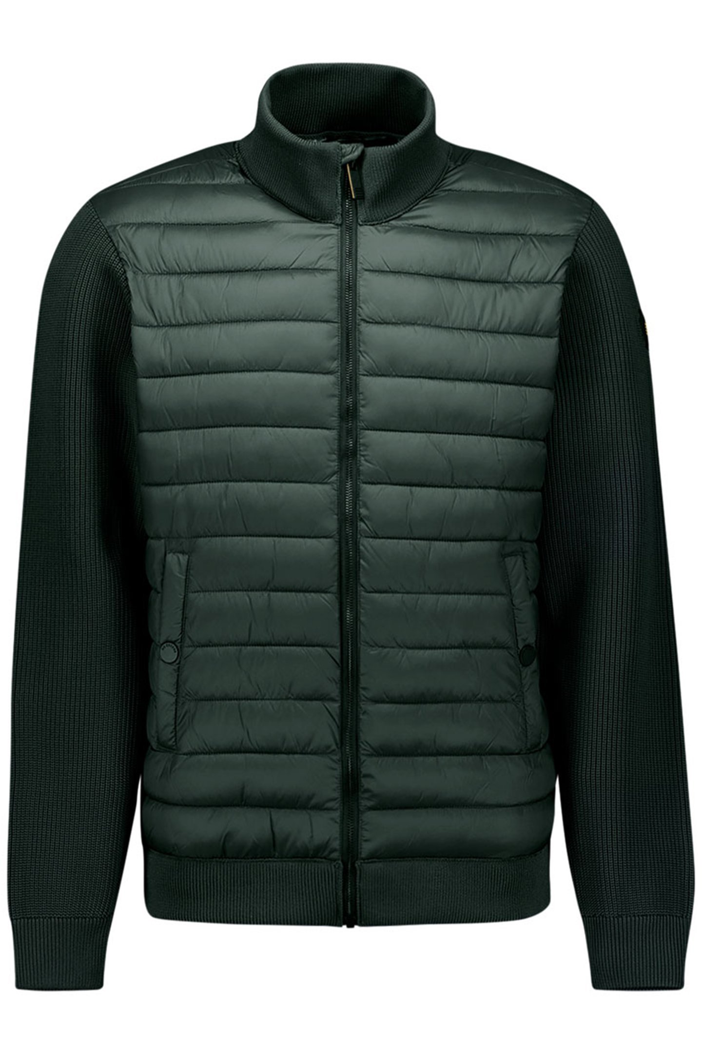 JACKET STAND UP COLLAR PADDED MIX WITH KNIT DARK STEEL 1