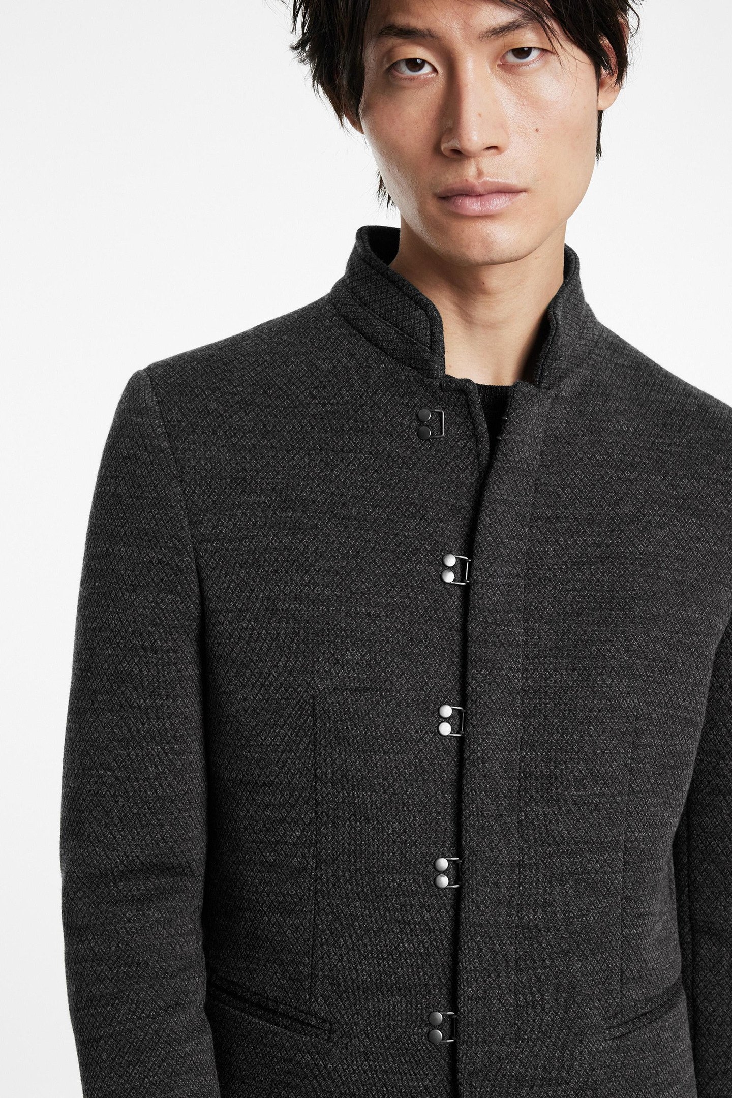 SLIM FIT HOOK BAR CLOSUREJACKET WITH WIR CARBON GREY 3