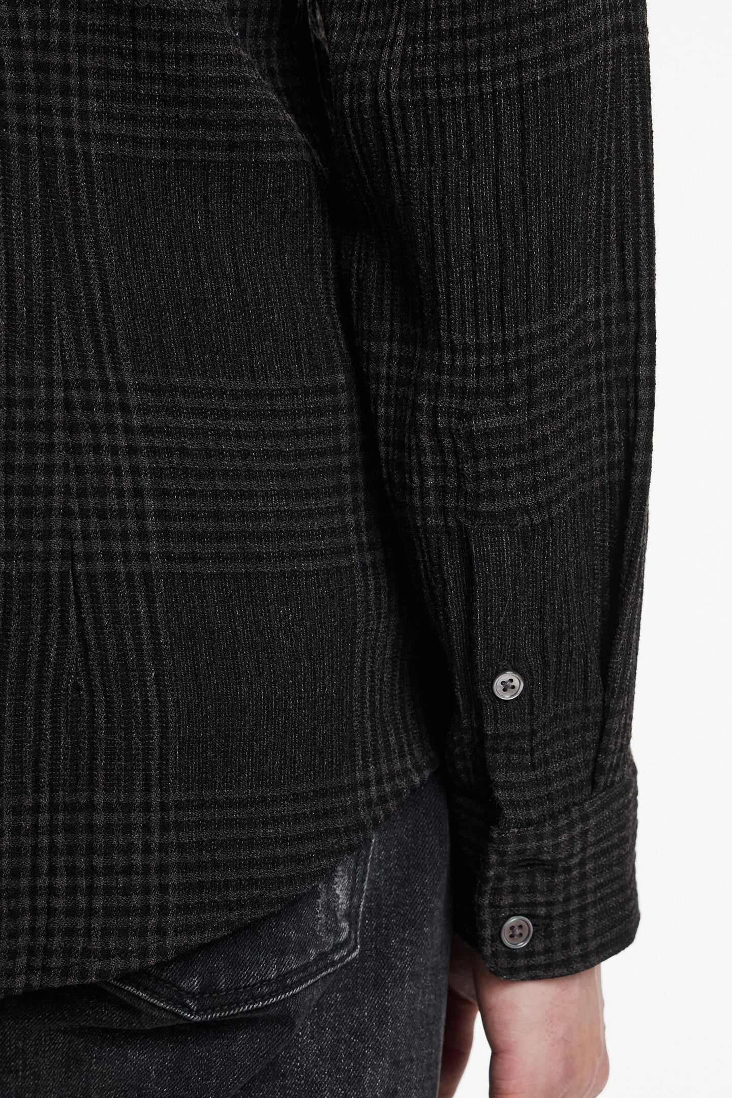 SLIM FIT SPORT SHIRT WITHSHANK BUTTONS A EBONY 3