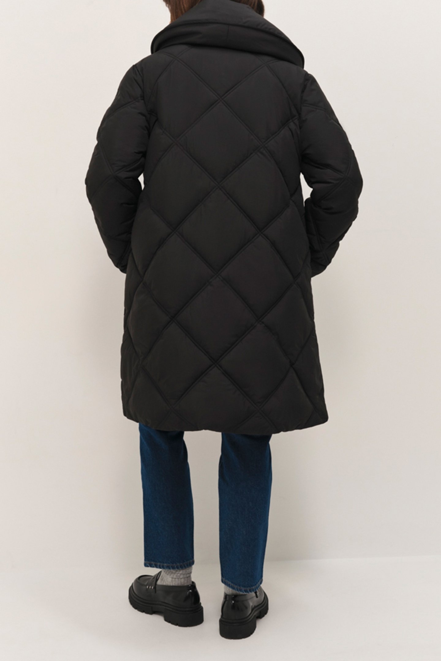 DROP - BLACK DOWN JACKET WITH SHAWL COLLAR DUPONT™ SORONA 3
