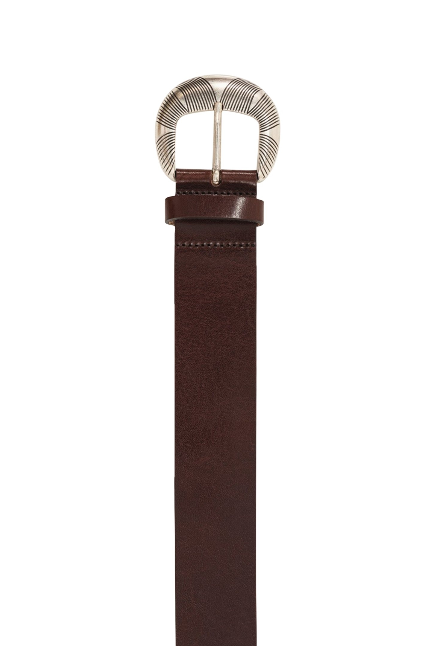 AVA - CHOCOLATE BROWN LEATHER BELT WITH FANCY ENGRAVED BUCKL 3