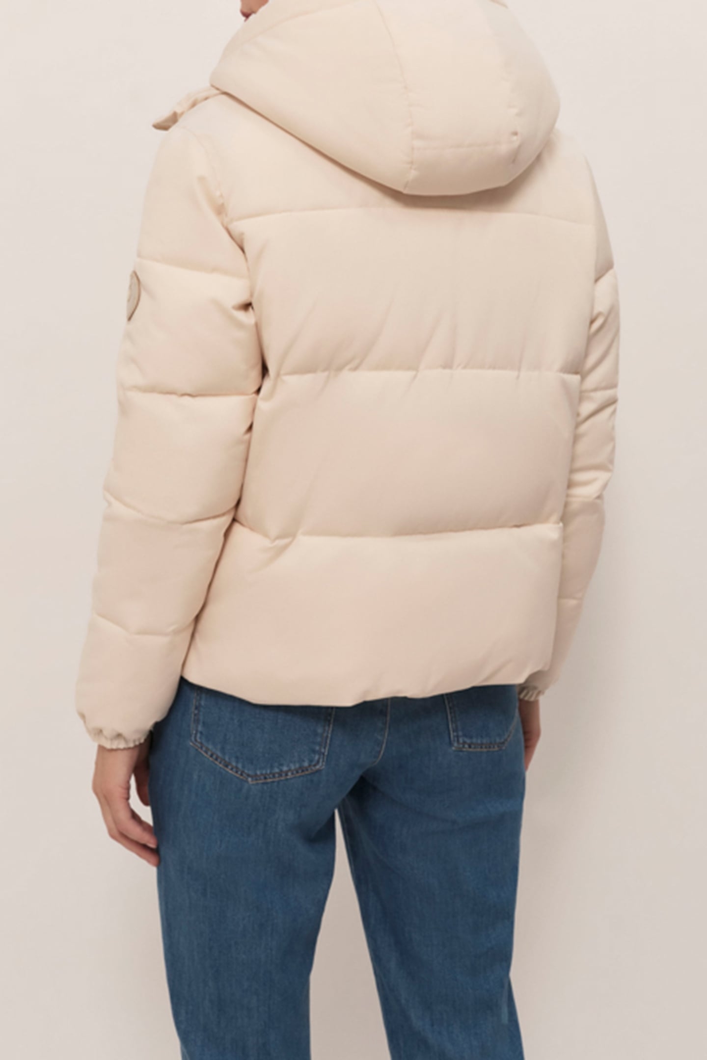 DAYTON - SHORT ECRU DOWN JACKET WITH REMOVABLE SHERPA TRIM 2