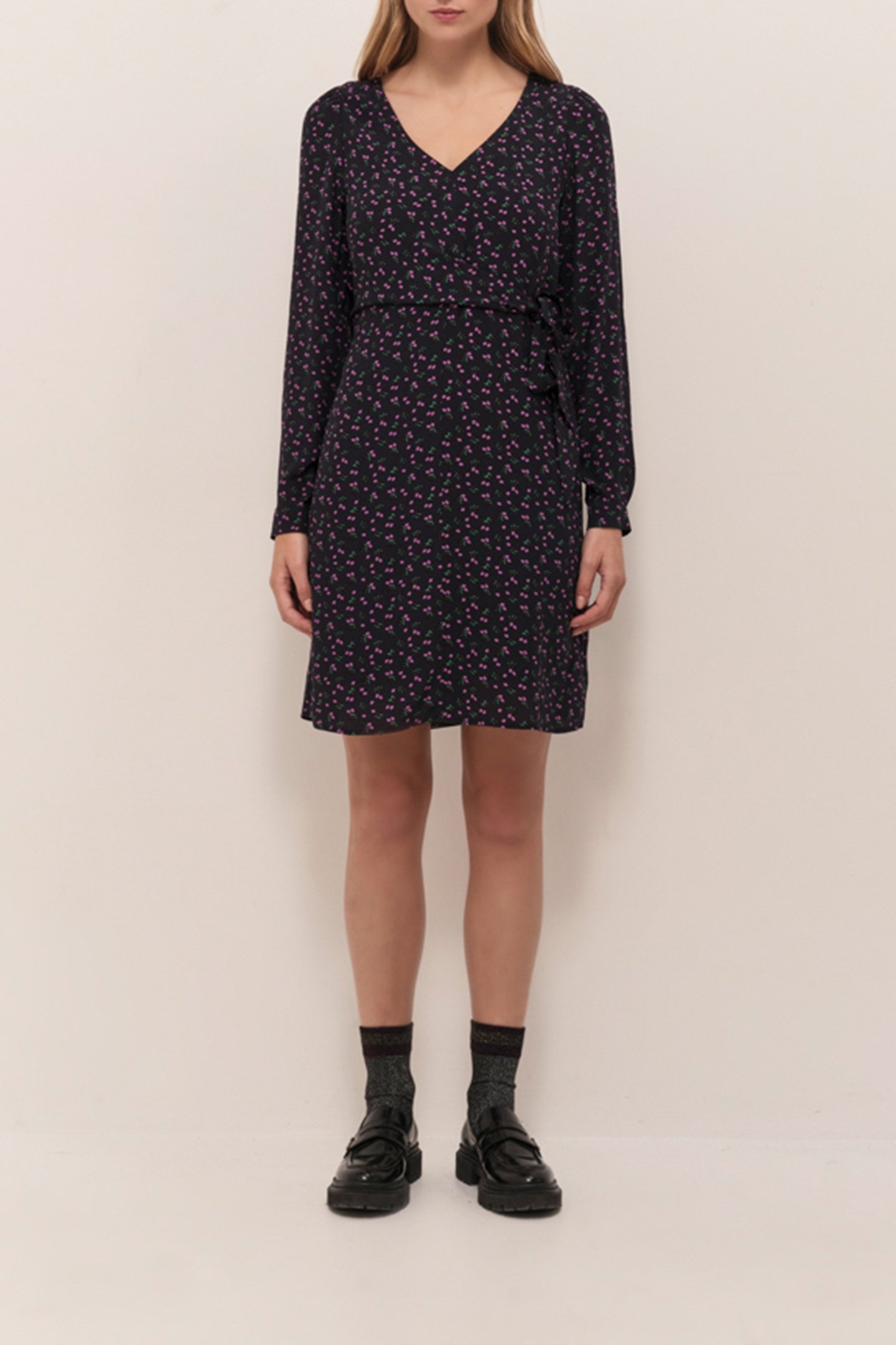 RAYA - NAVY LONG DRESS WITH ARTY FLORAL PRINT 2