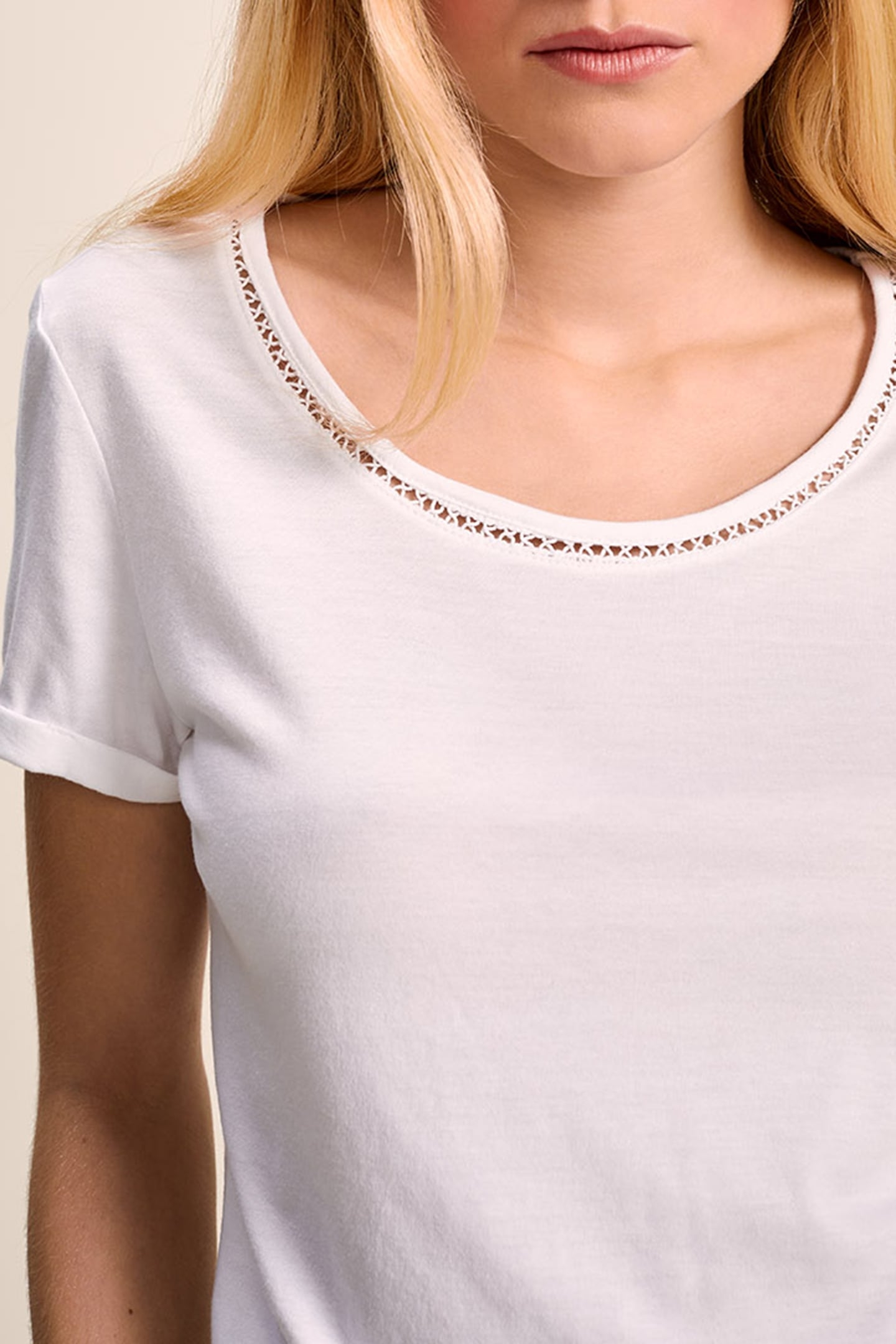 MYSTY _ WHITE ORGANIC COTTON T-SHIRT WITH EMBROIDERED TRIM 5