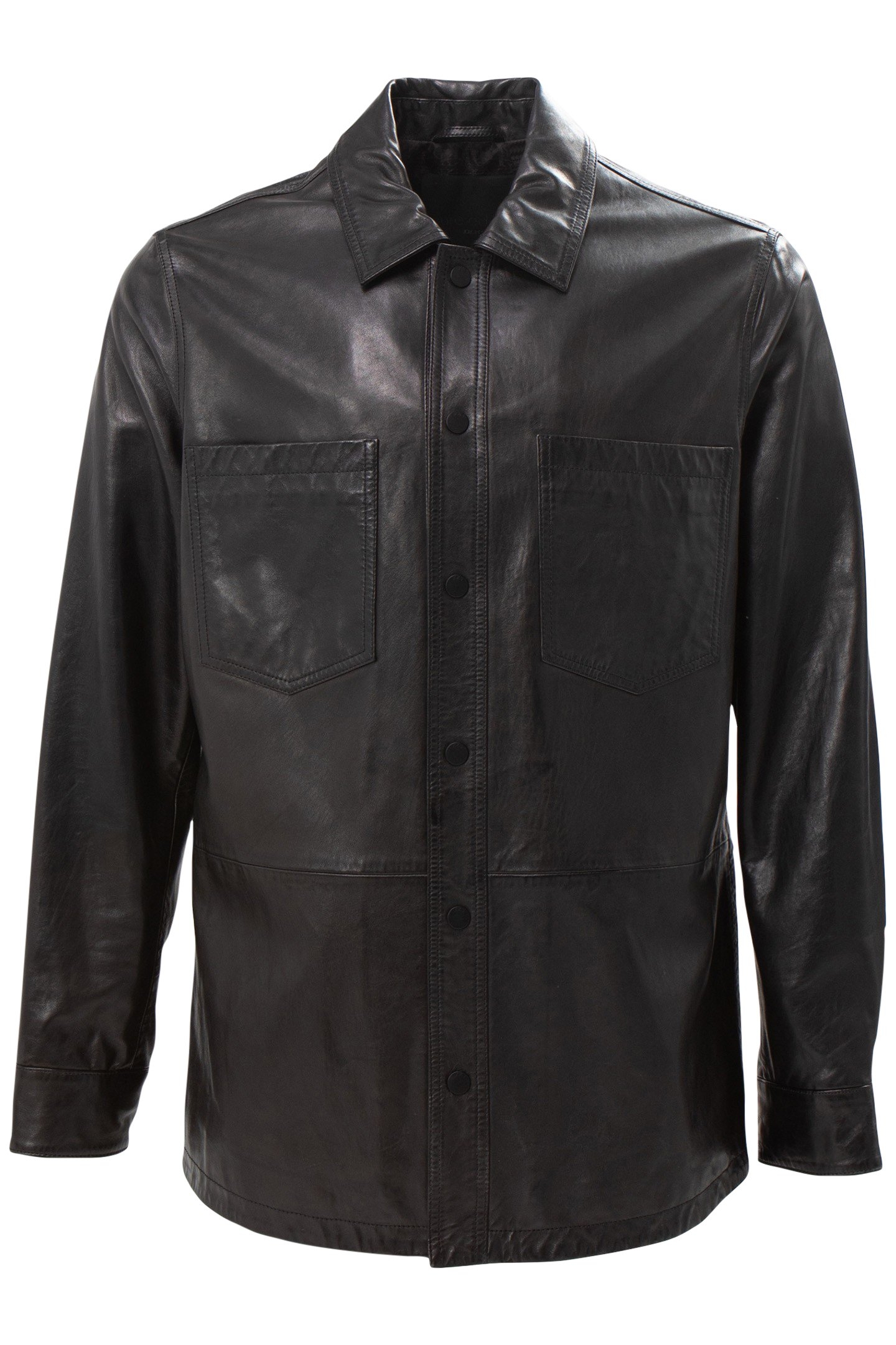 BLACK LEATHER OVERSHIRT JACKET 5