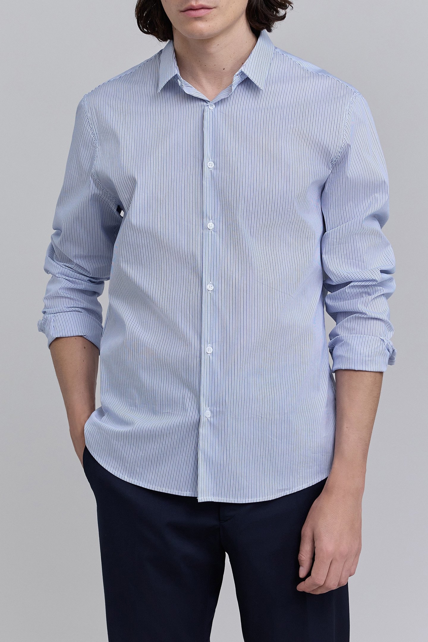 OFF-WHITE SLIM SHIRT WITH TWO-TONE STRIPES 1