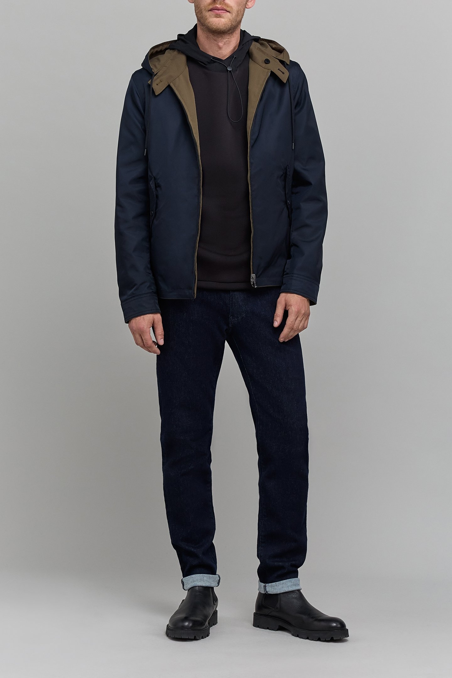 NAVY BLUE AND KHAKI REVERSIBLE JACKET 3