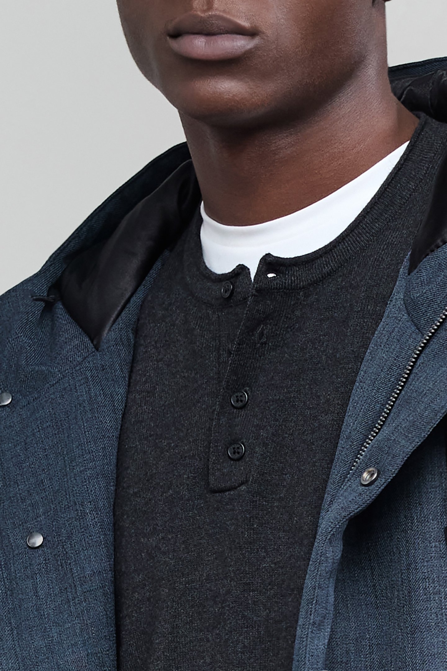 DENIM-EFFECT QUILTED INDIGO PARKA 5