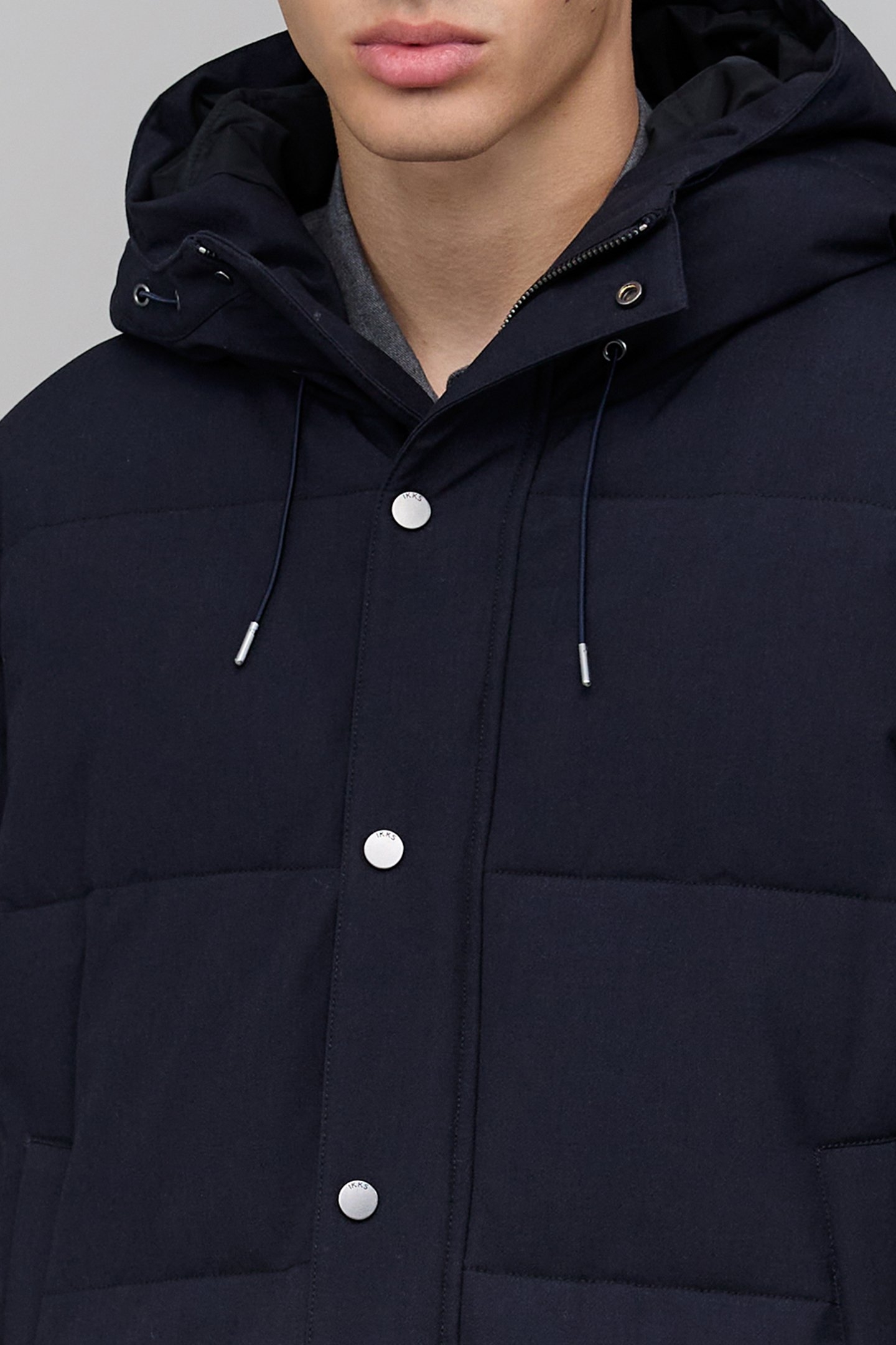 LONG NAVY QUILTED DOWN JACKET 6