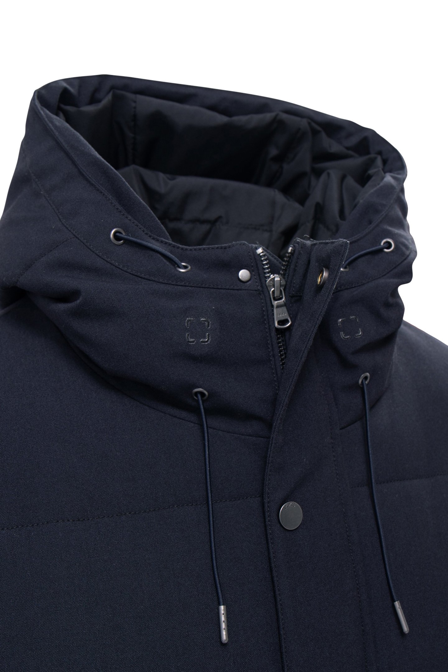 LONG NAVY QUILTED DOWN JACKET 7