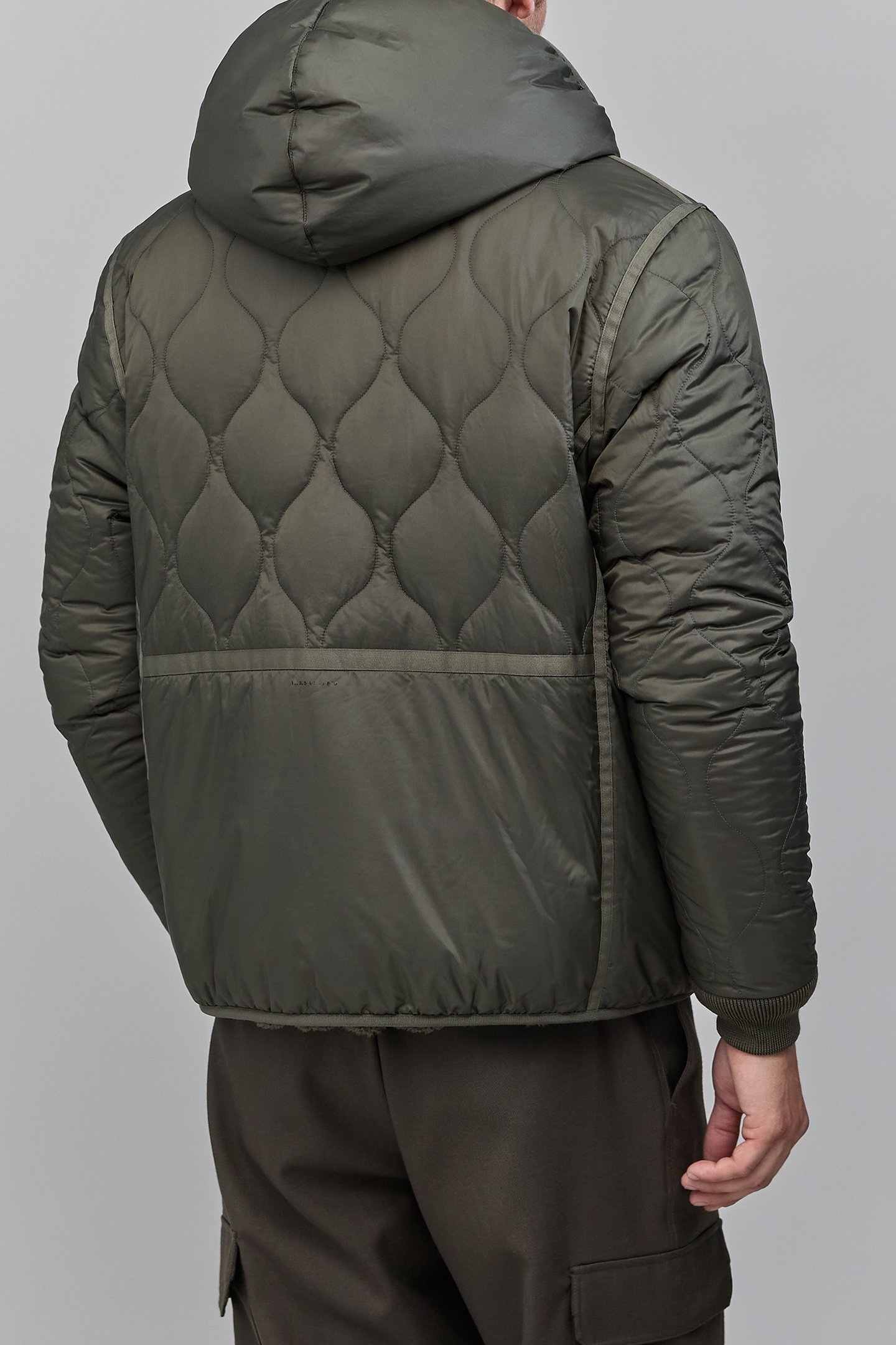 KHAKI QUILTED NYLON/SHERPA REVERSIBLE PADDED JACKET 2