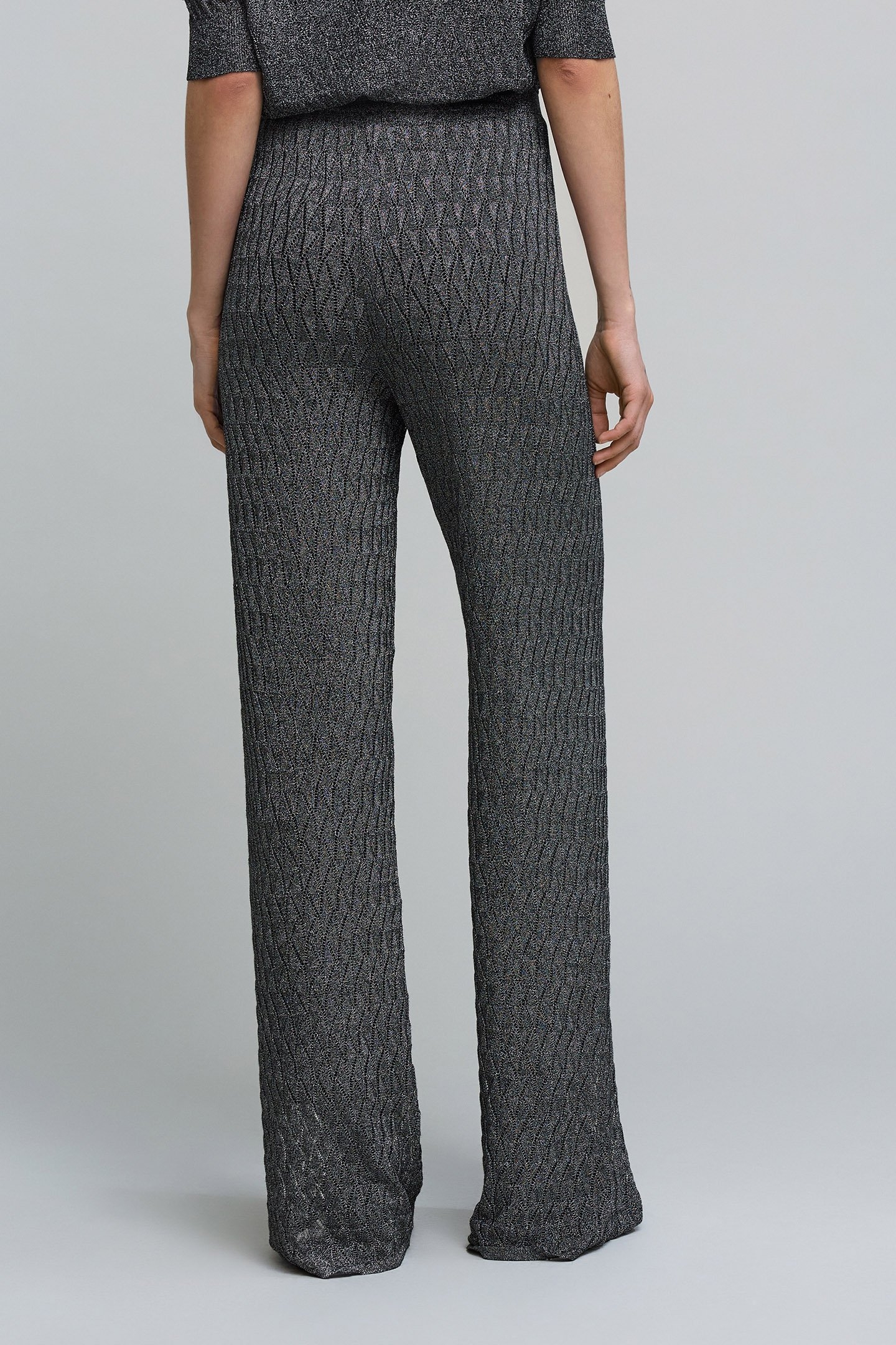 GREY PANTS IN FINE OPENWORK GRAPHIC KNIT 2