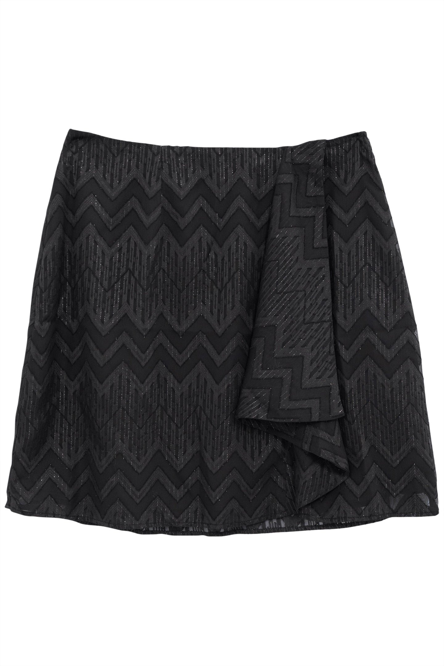 SHORT BLACK HERRINGBONE JACQUARD VOILE SKIRT 4