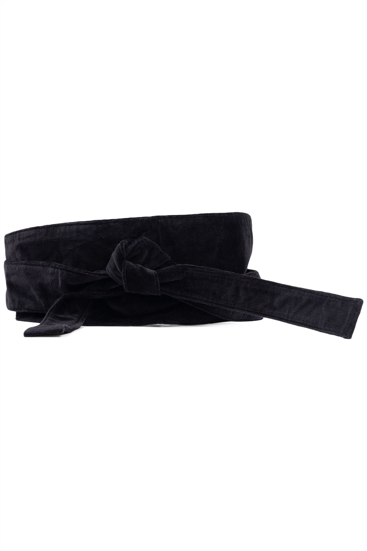 SMOOTH VELVET BLACK DRESS BELT WITH TIE 1