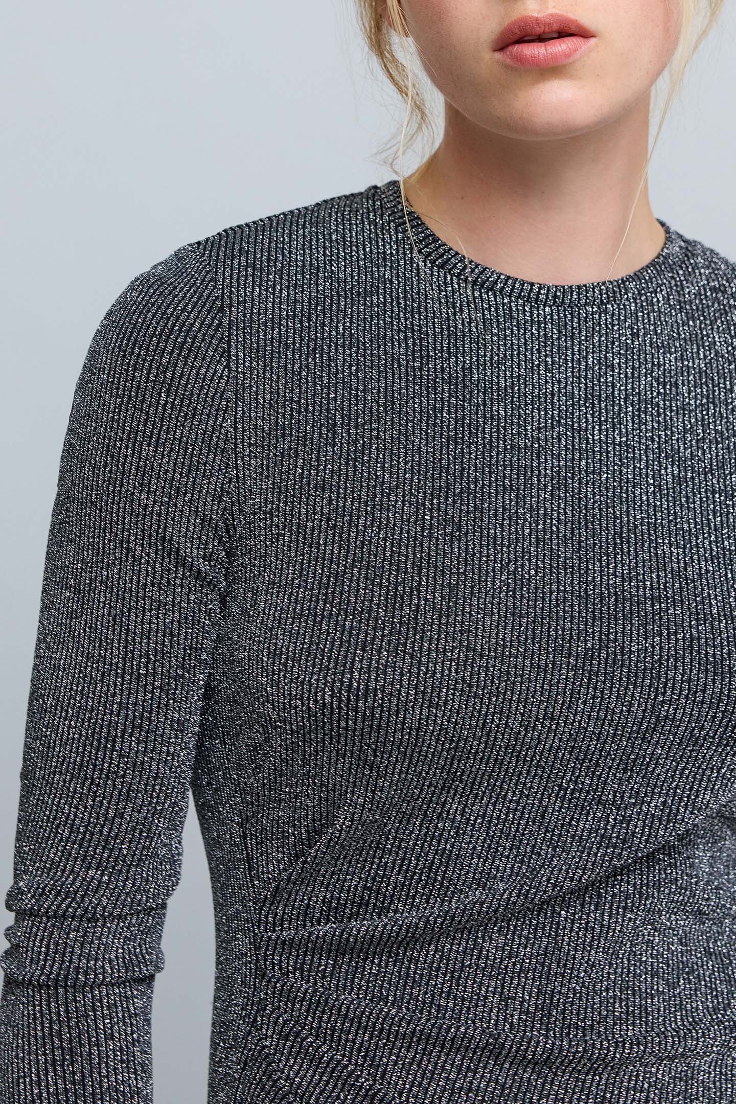 RIBBED LUREX MESH SILVER MAXI DRESS 6