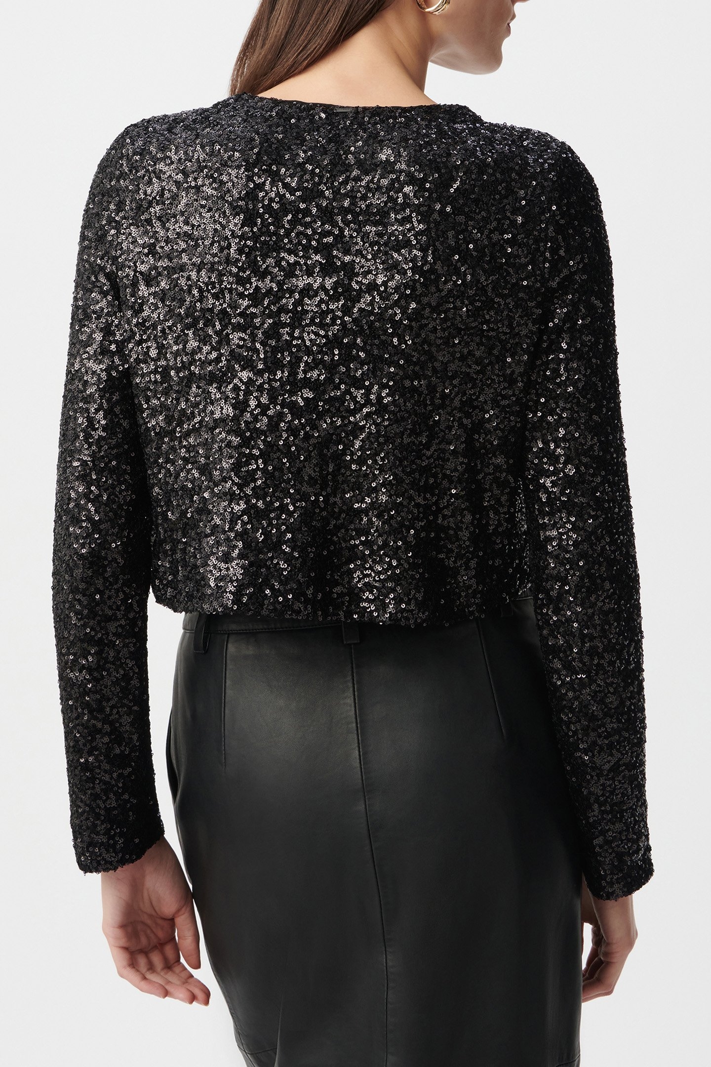 SHORT BLACK JACKET WITH SEQUIN EMBROIDERY 2