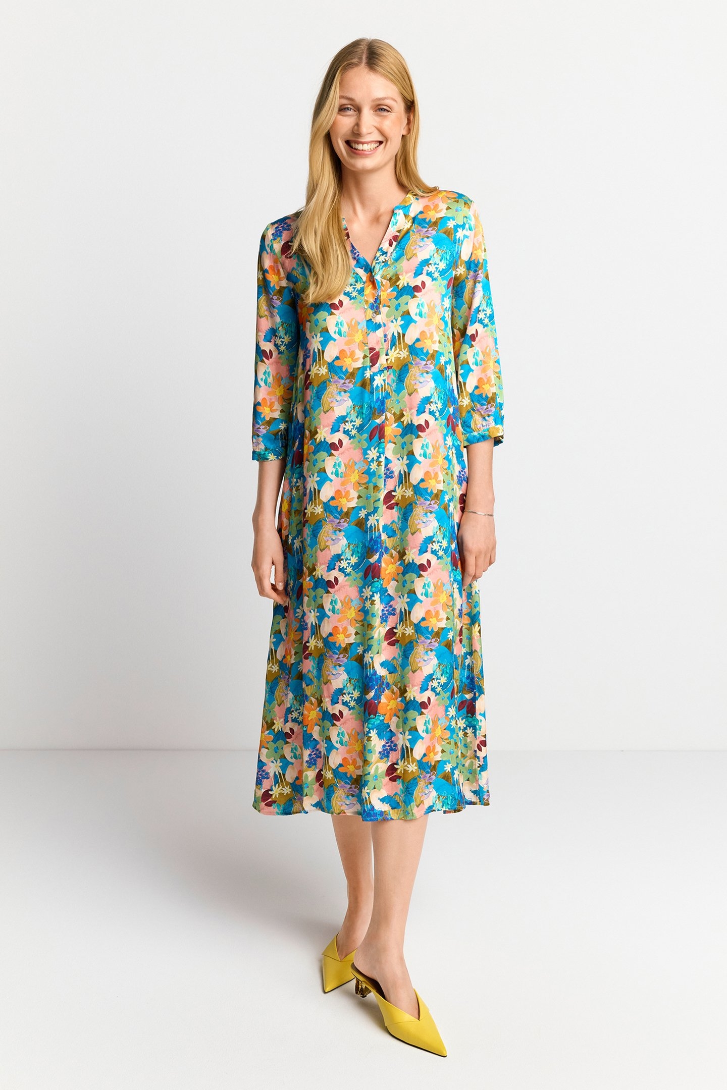 PRINTED V-NECK DRESS WITH FLOWER PRINT RECYCLED ORIGINAL 2