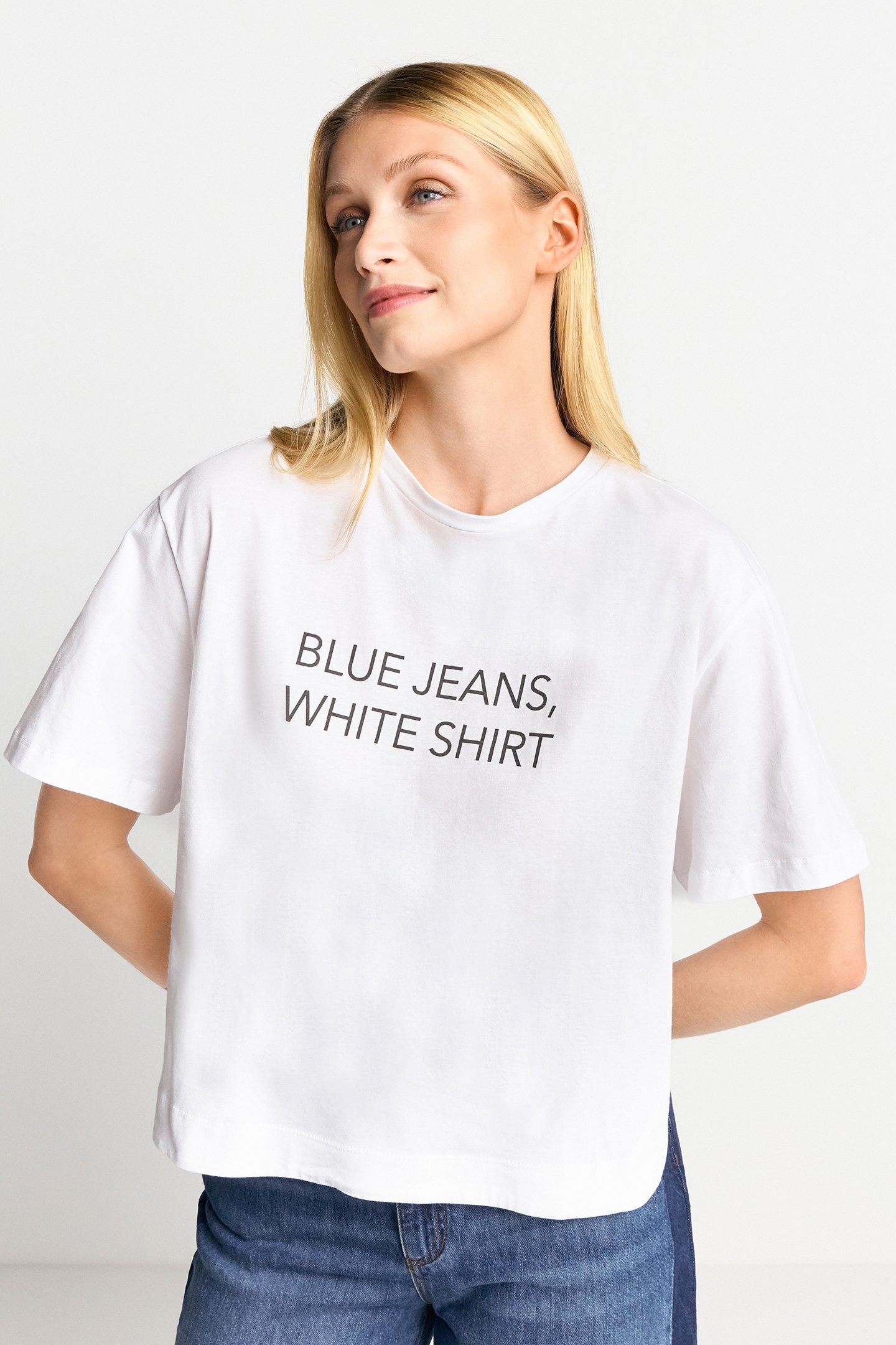 BOXY T-SHIRT "BLUE JEANS, WHITE SHIRT" ORGANIC MIDNIGHT BLUE 1