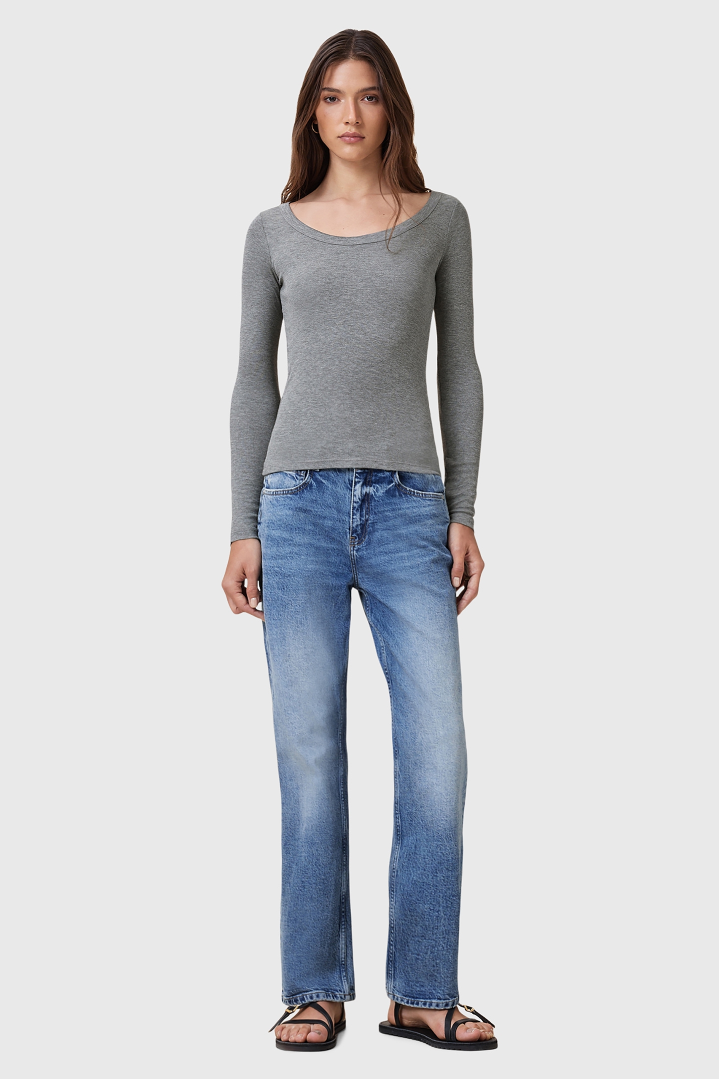 RINA LS SCOOP NECK CHARCOAL MARL 3