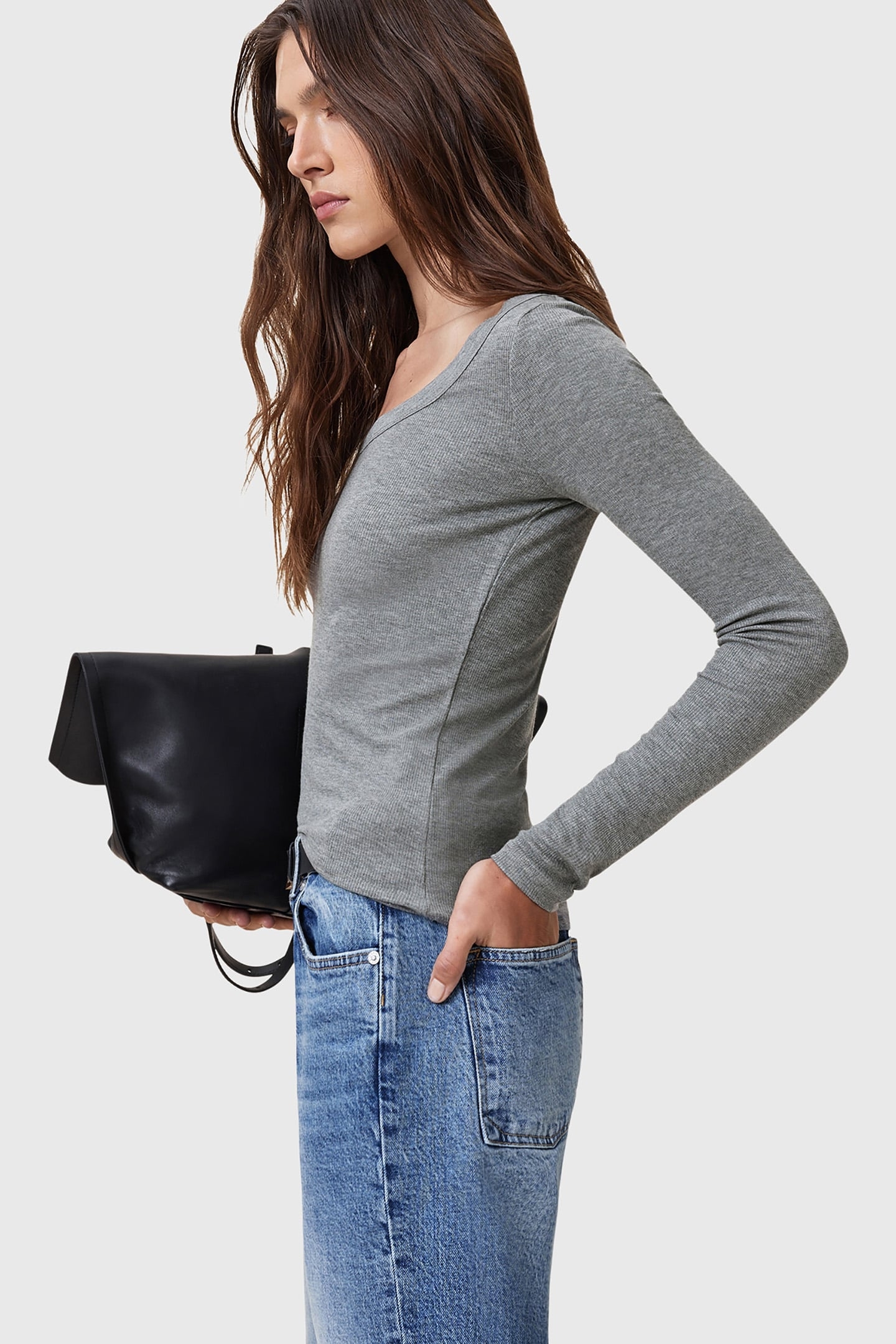 RINA LS SCOOP NECK CHARCOAL MARL 5