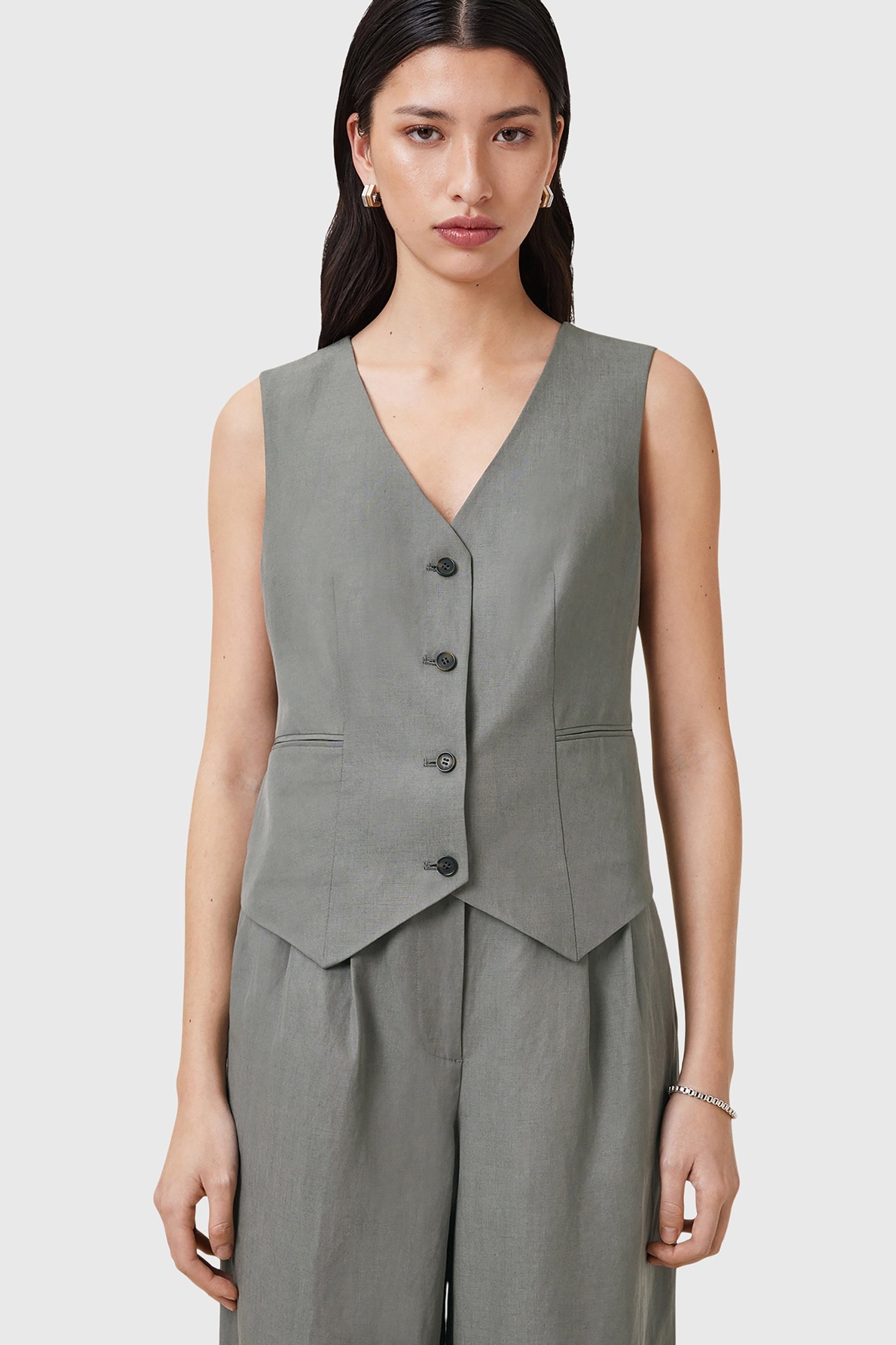 AVERIE LIN WAISTCOAT GREY 1