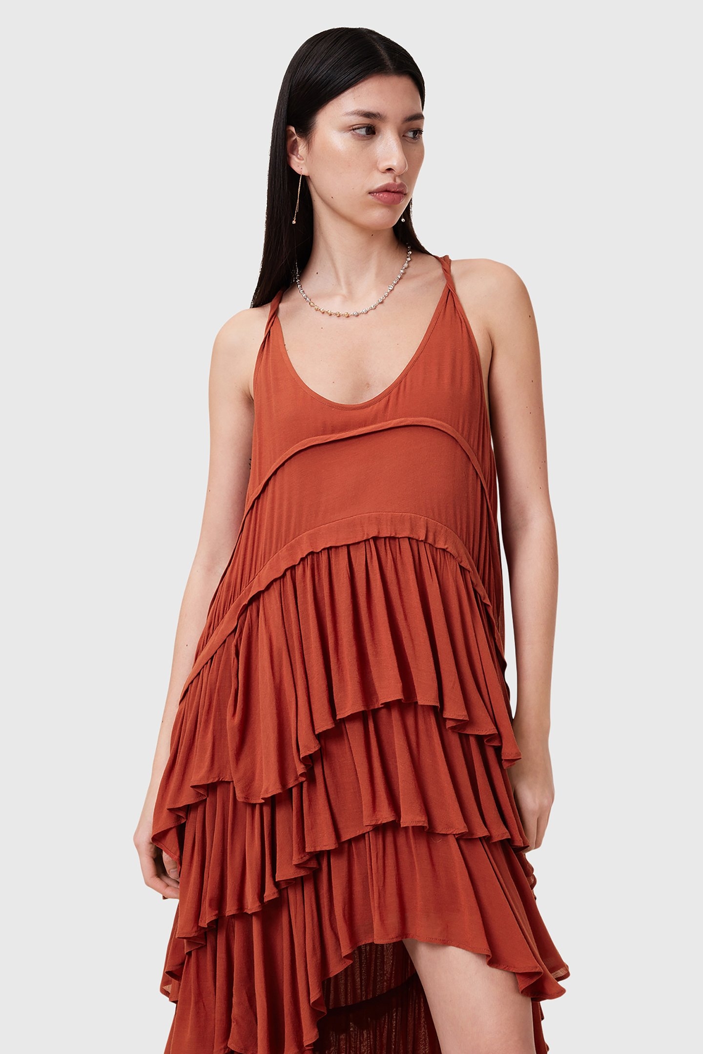 CAVARLY DRESS BURNT BRICK RED 7