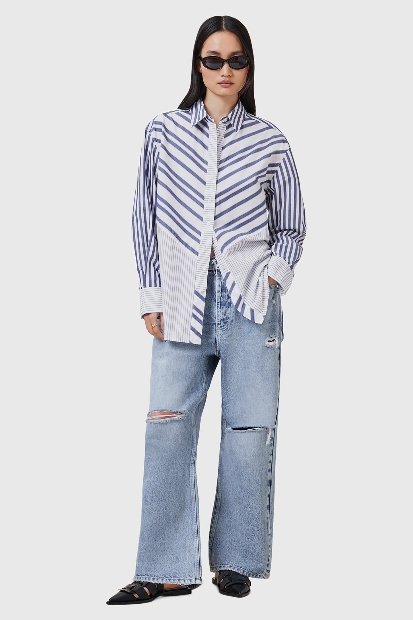 SHANNON STRIPE SHIRT WHITE/BLUE 3