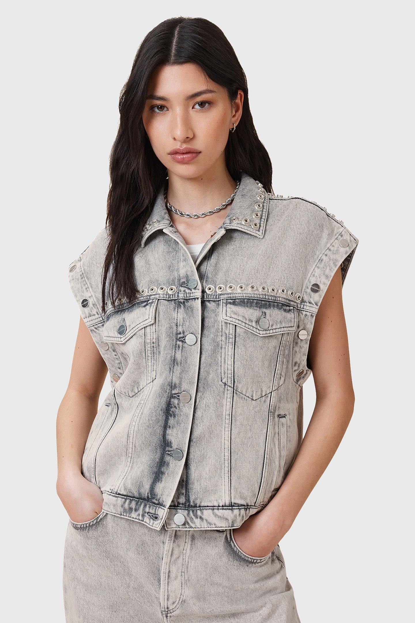 CHLO STUD JACKET WASHED GREY 6