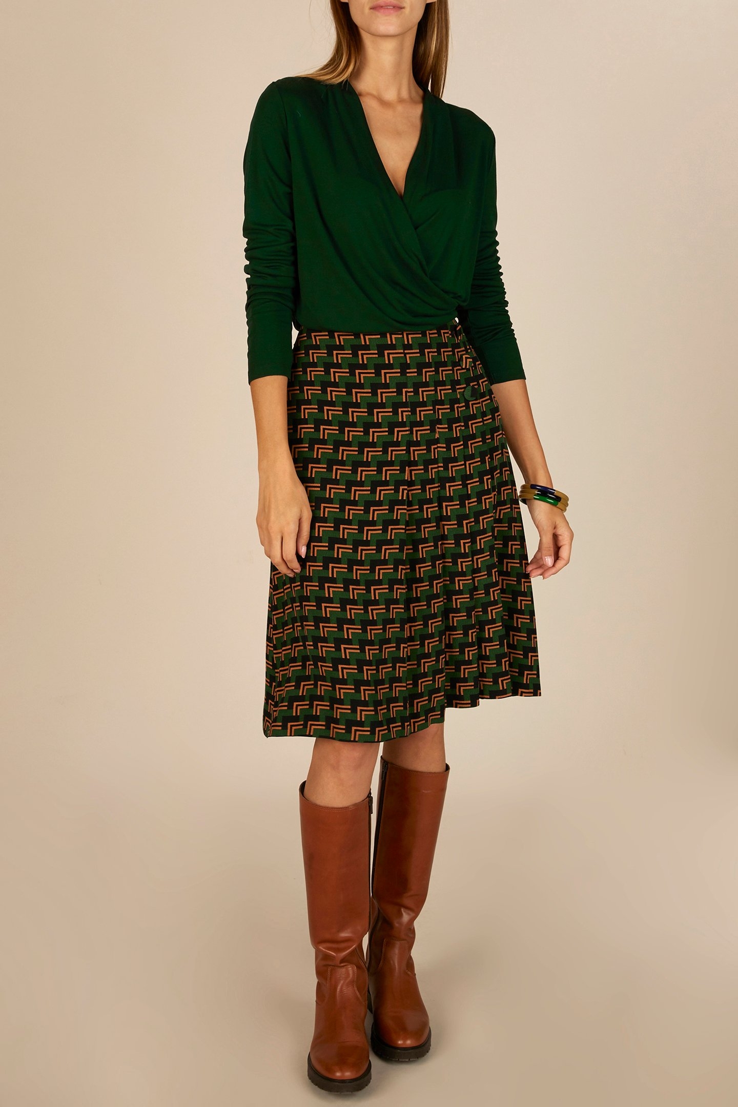 PLEATED VISCOSE SKIRT GREEN 3