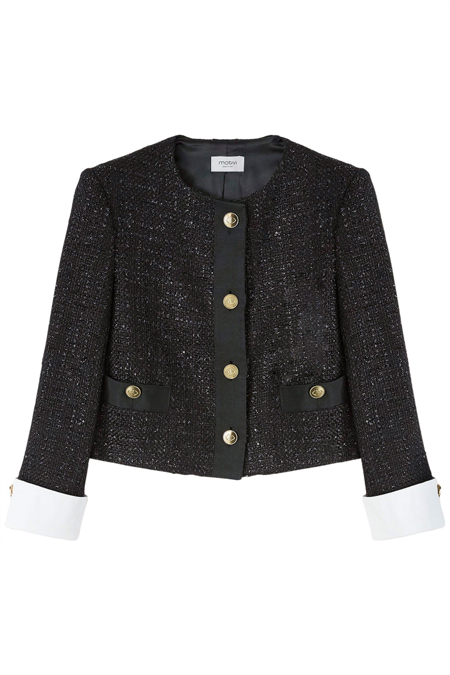LUREX TWEED JACKET WITH REMOVABLE CUFFS BLACK 4