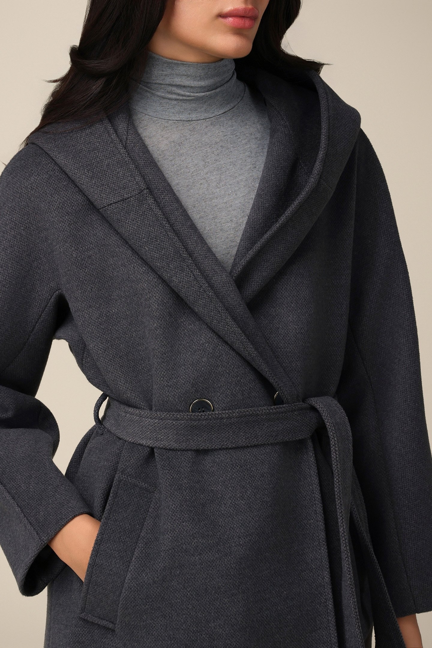 CAPE COAT WITH BELT GREY 4