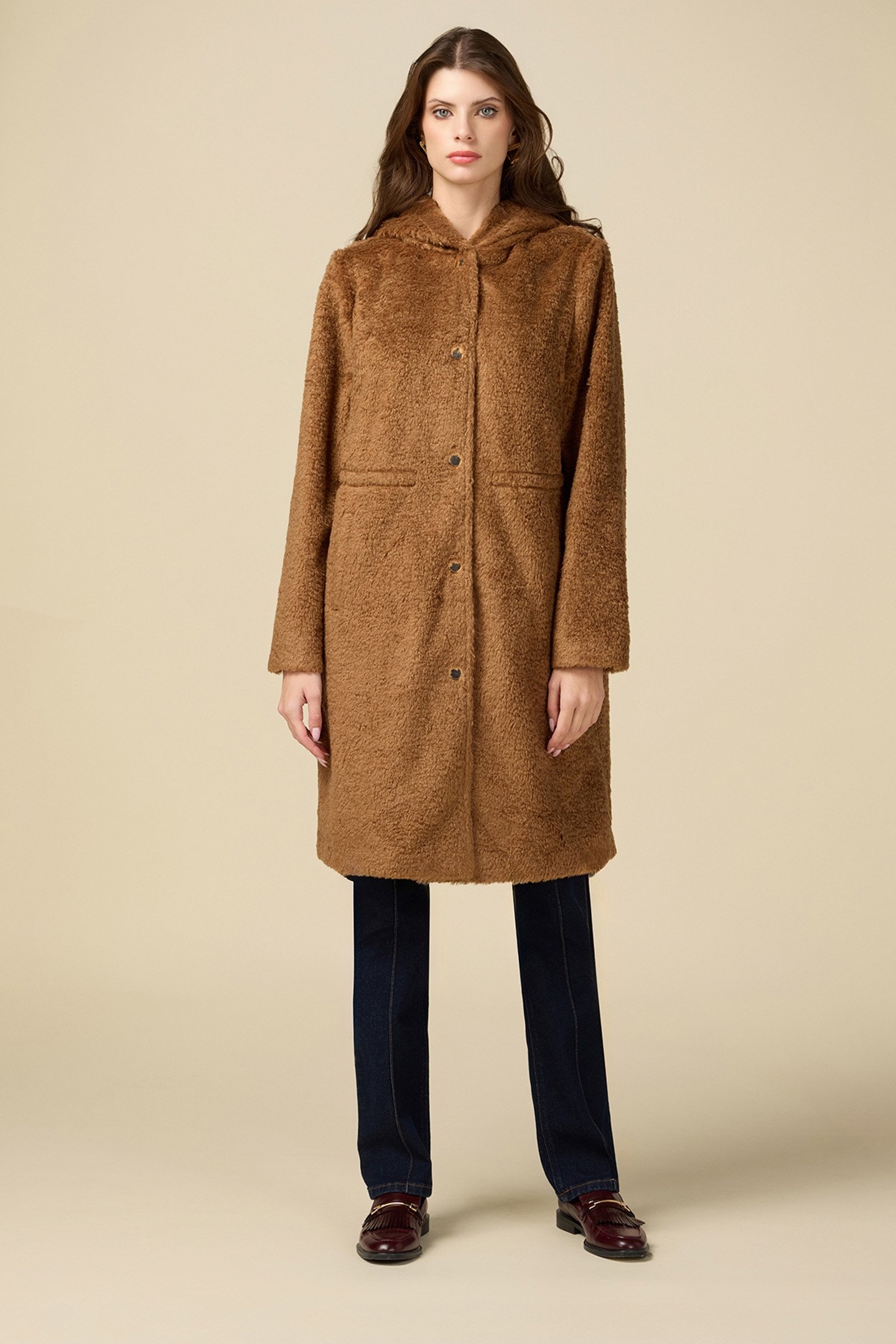 HOODED TEDDY PARKA BROWN 1