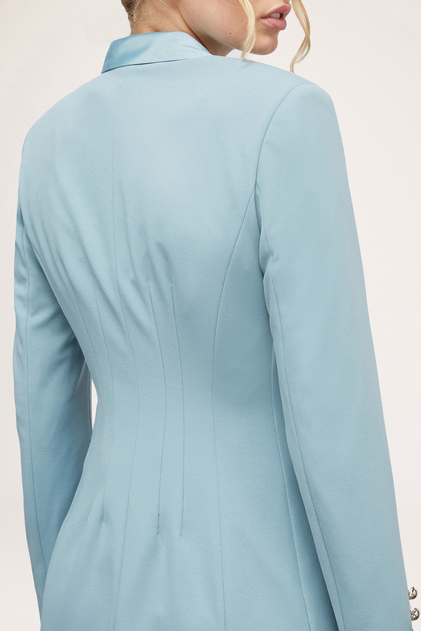 SINGLE-BREASTED JACKET WITH SATIN INSERTS SKY BLUE 5